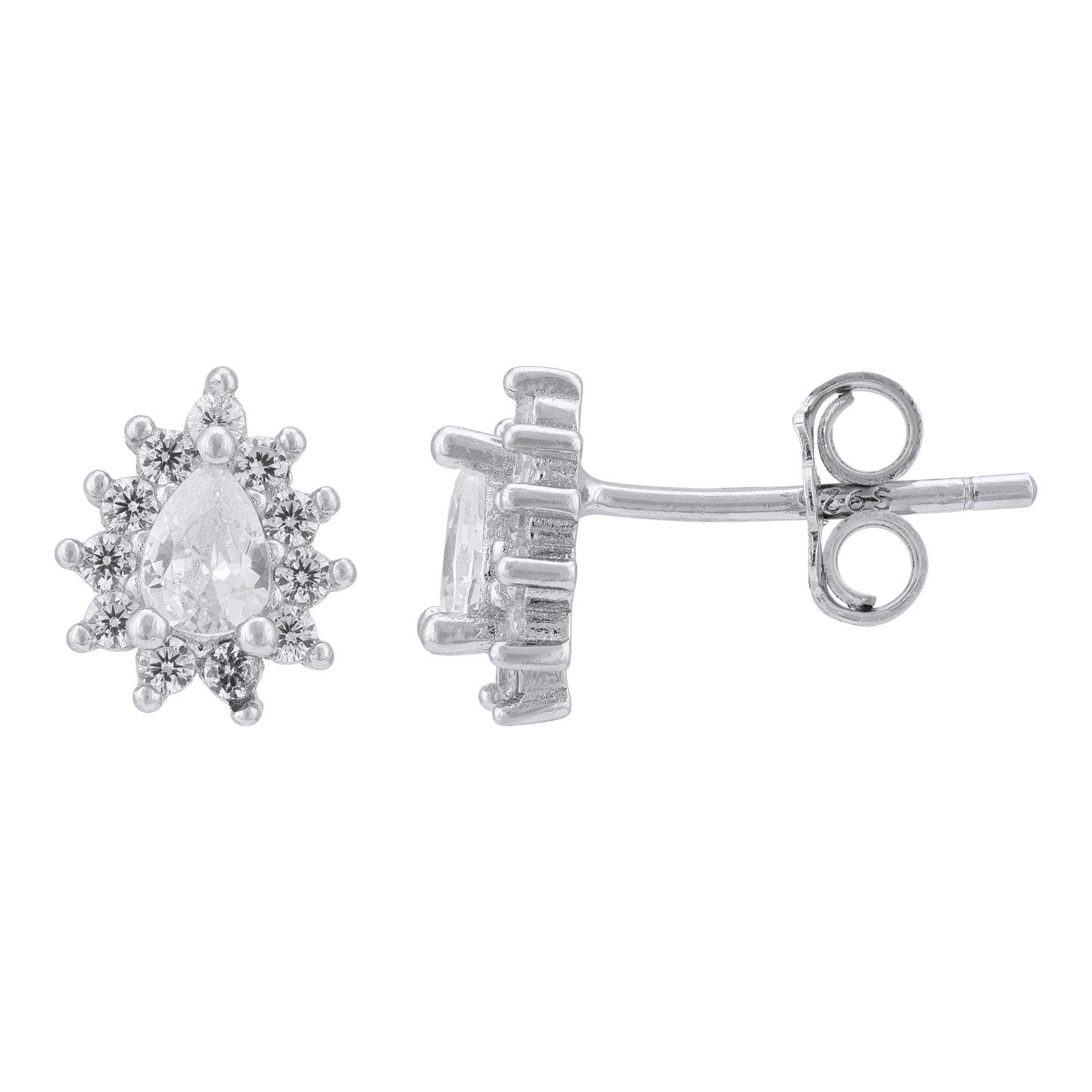 925 Sterling Silver Glimmering Teardrop Sunburst Earrings for Women