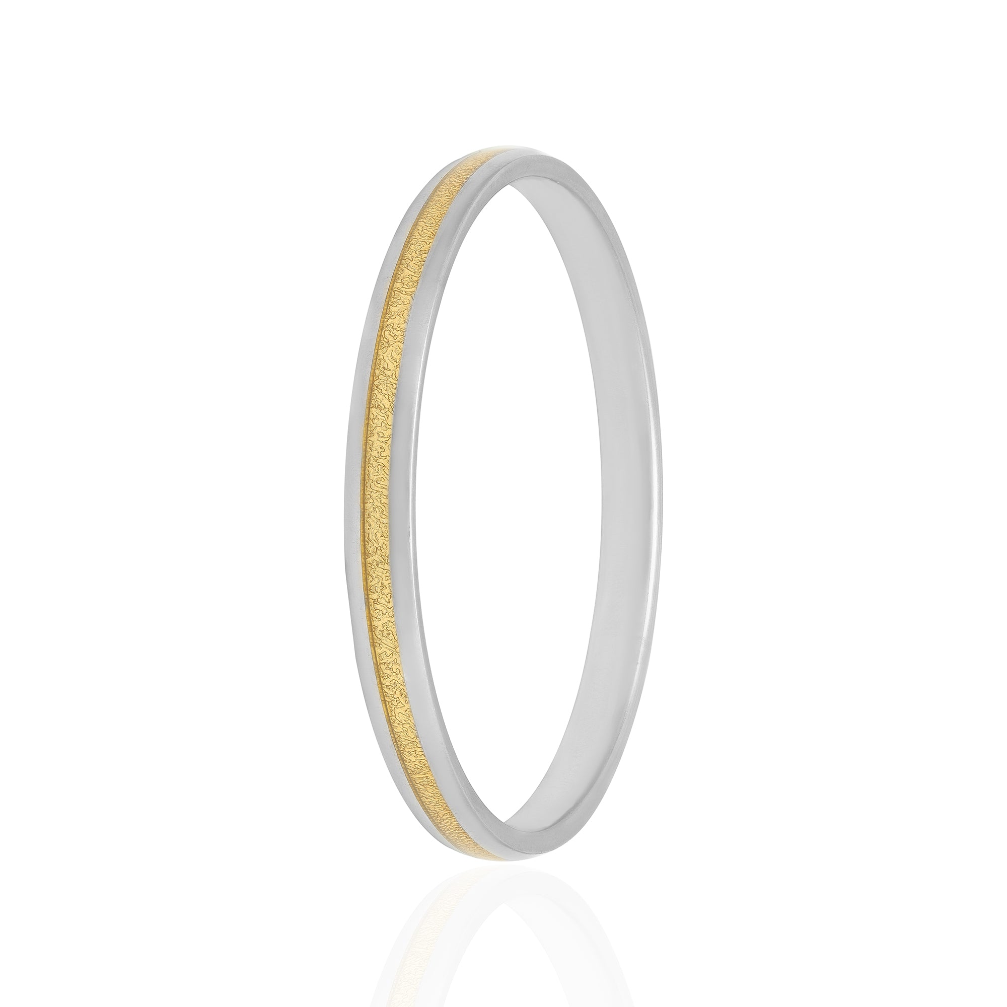 925 Silver Duskline Monarch Yellow Gold Center Kada for Men