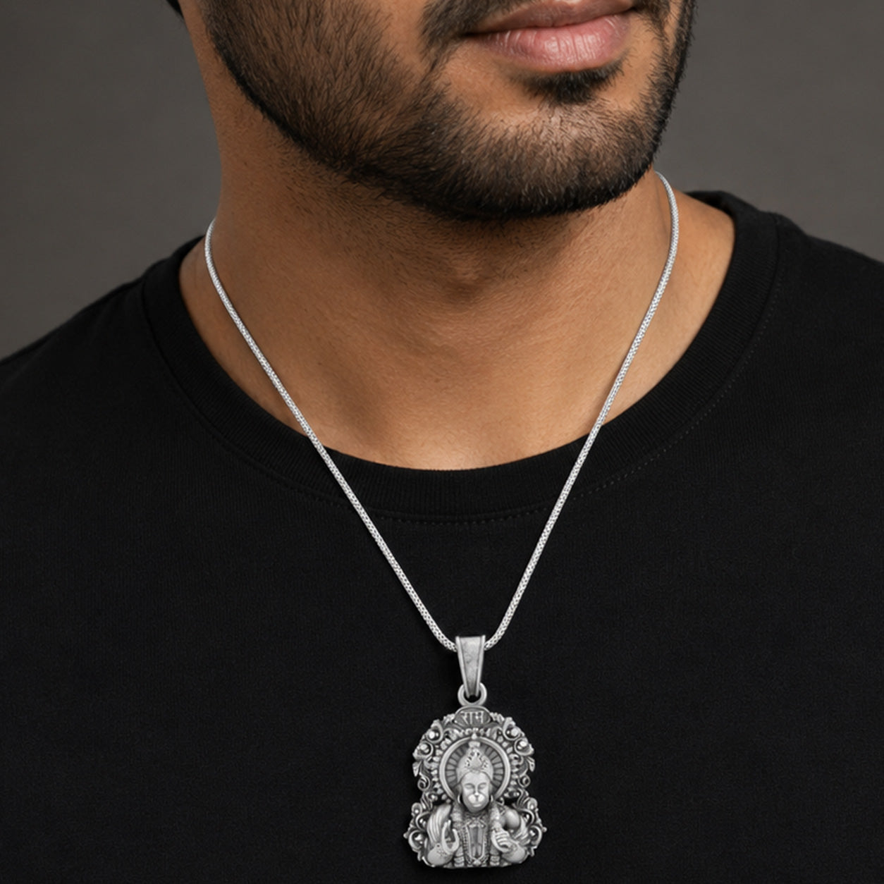 925 Sterling Silver Lord Hanuman Blessing Oxidised Pendants for Men & Women