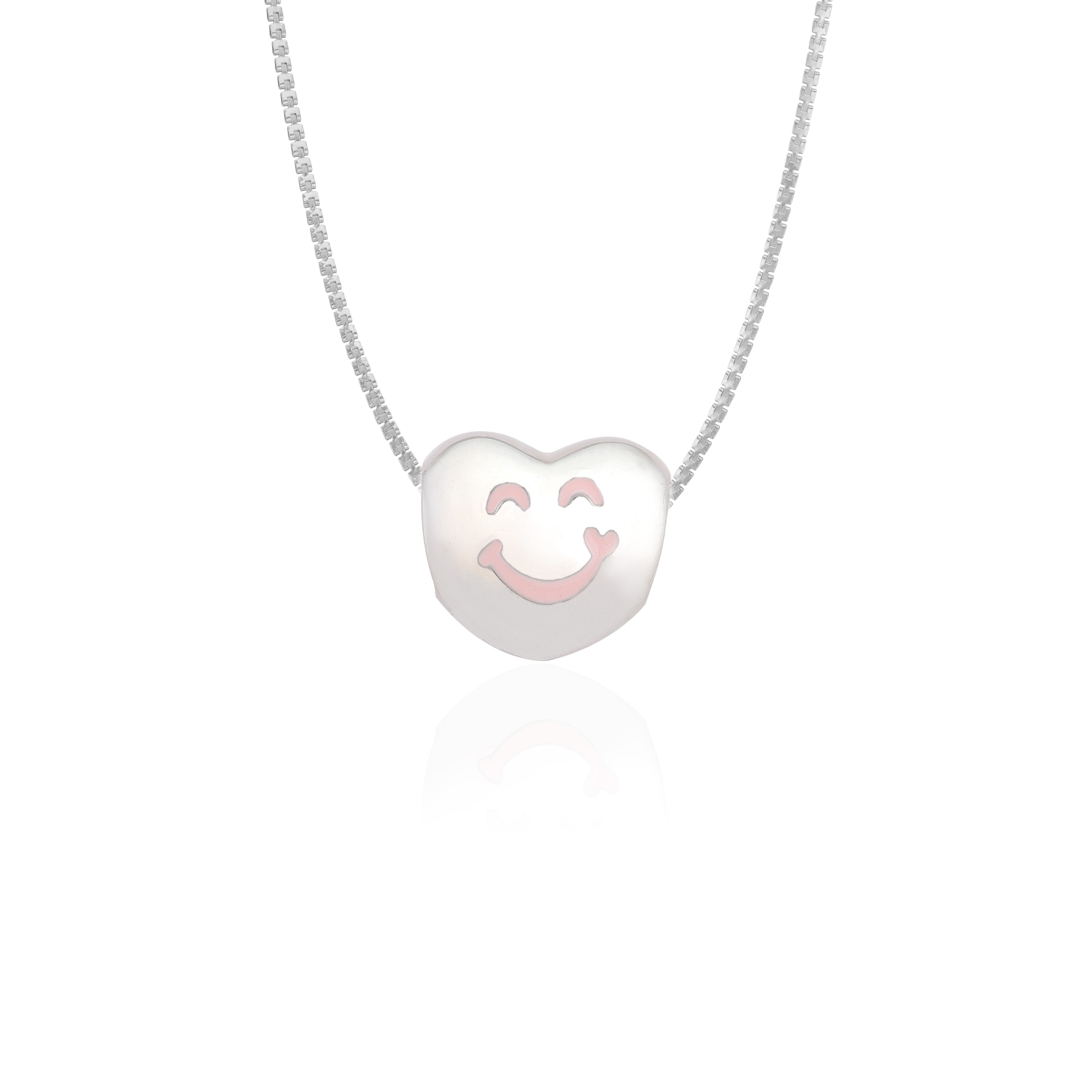 925 Sterling Silver Smiley Soul Heart Charm Pendant for Women