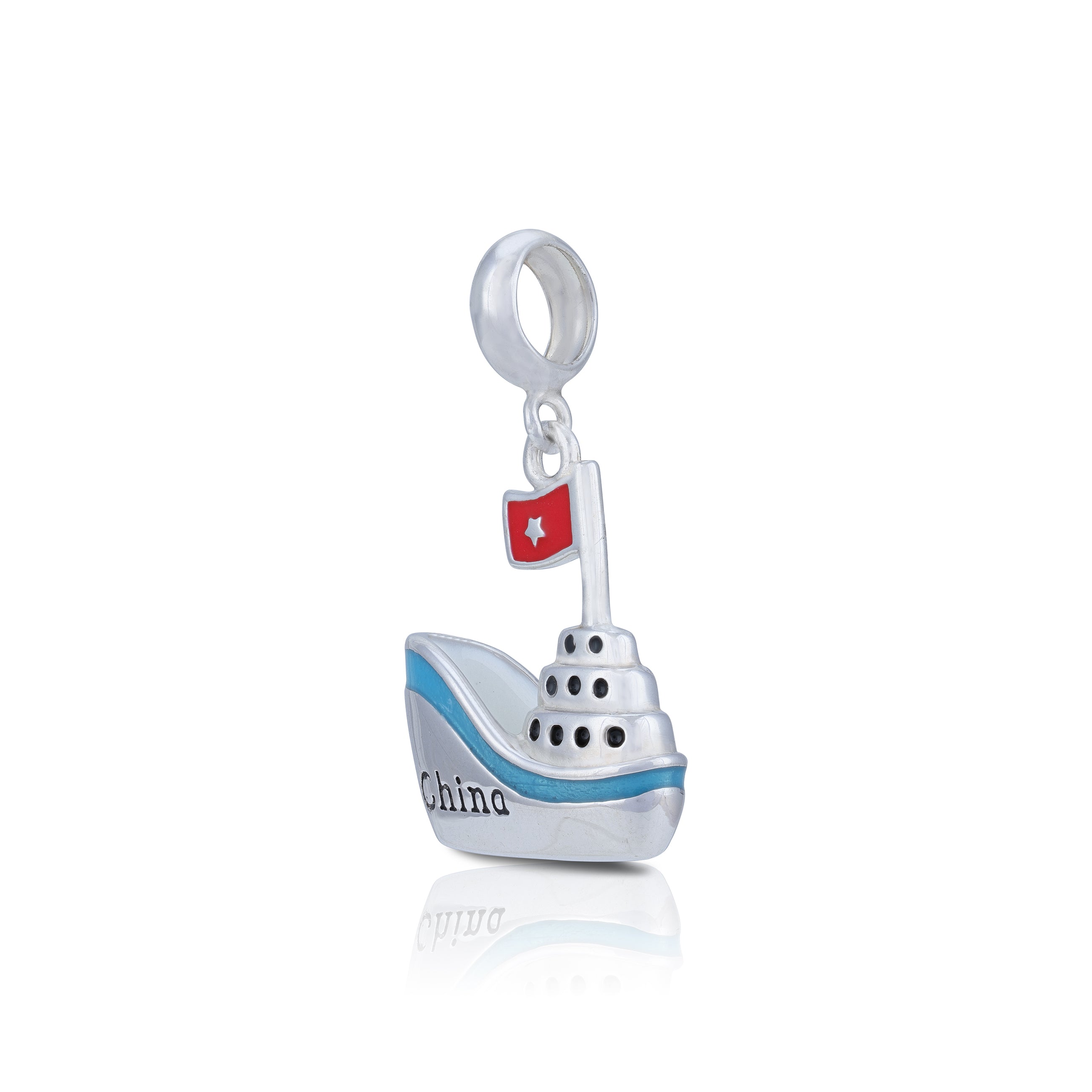 925 Sterling Silver Blue Horizon Cruise Dangle Charm Pendant for Women
