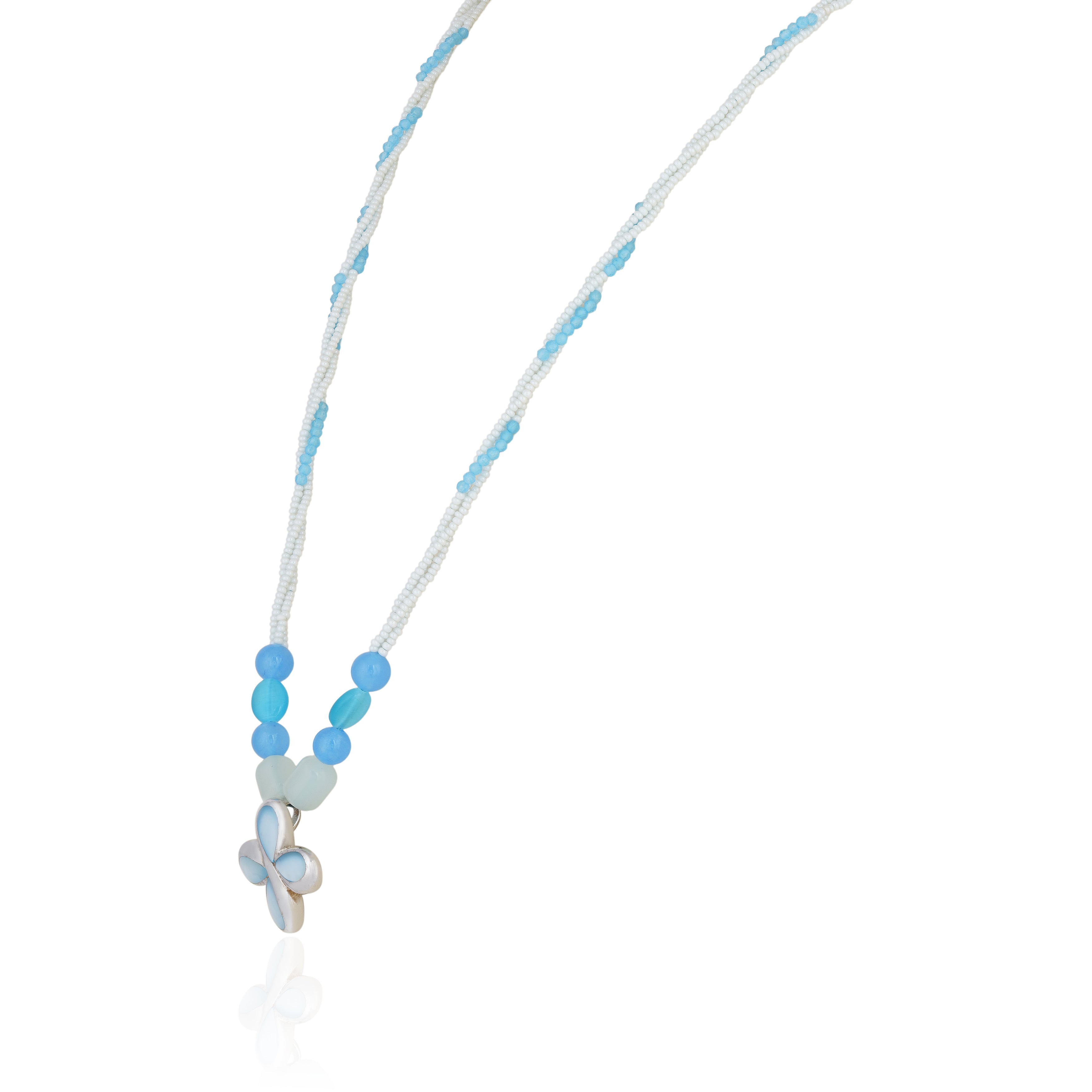 925 Sterling Silver Blue Pearl Flutter Chain Pendant for Women