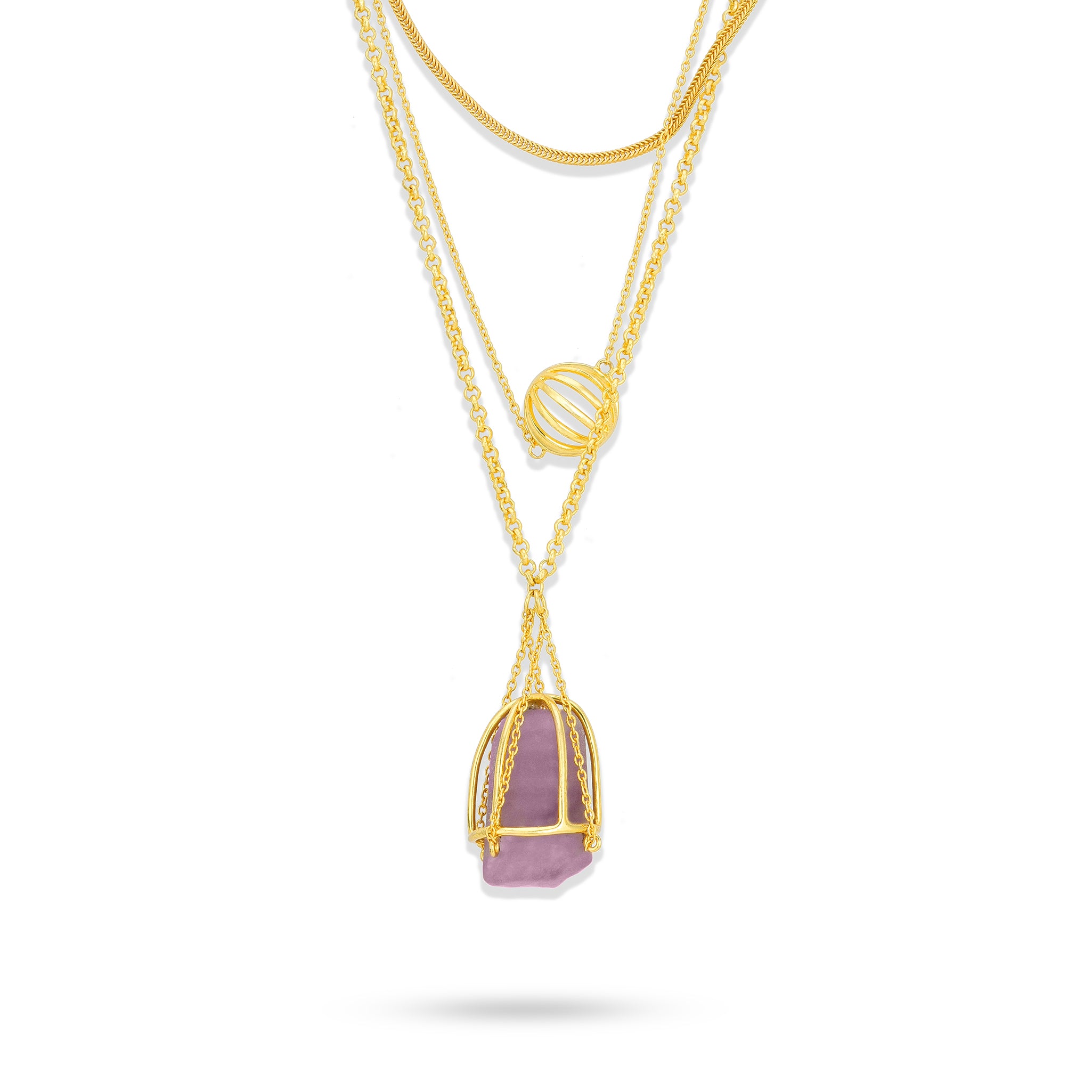 925 Sterling Silver Cascading Multi-Strand Shield Chain Pendant for Women