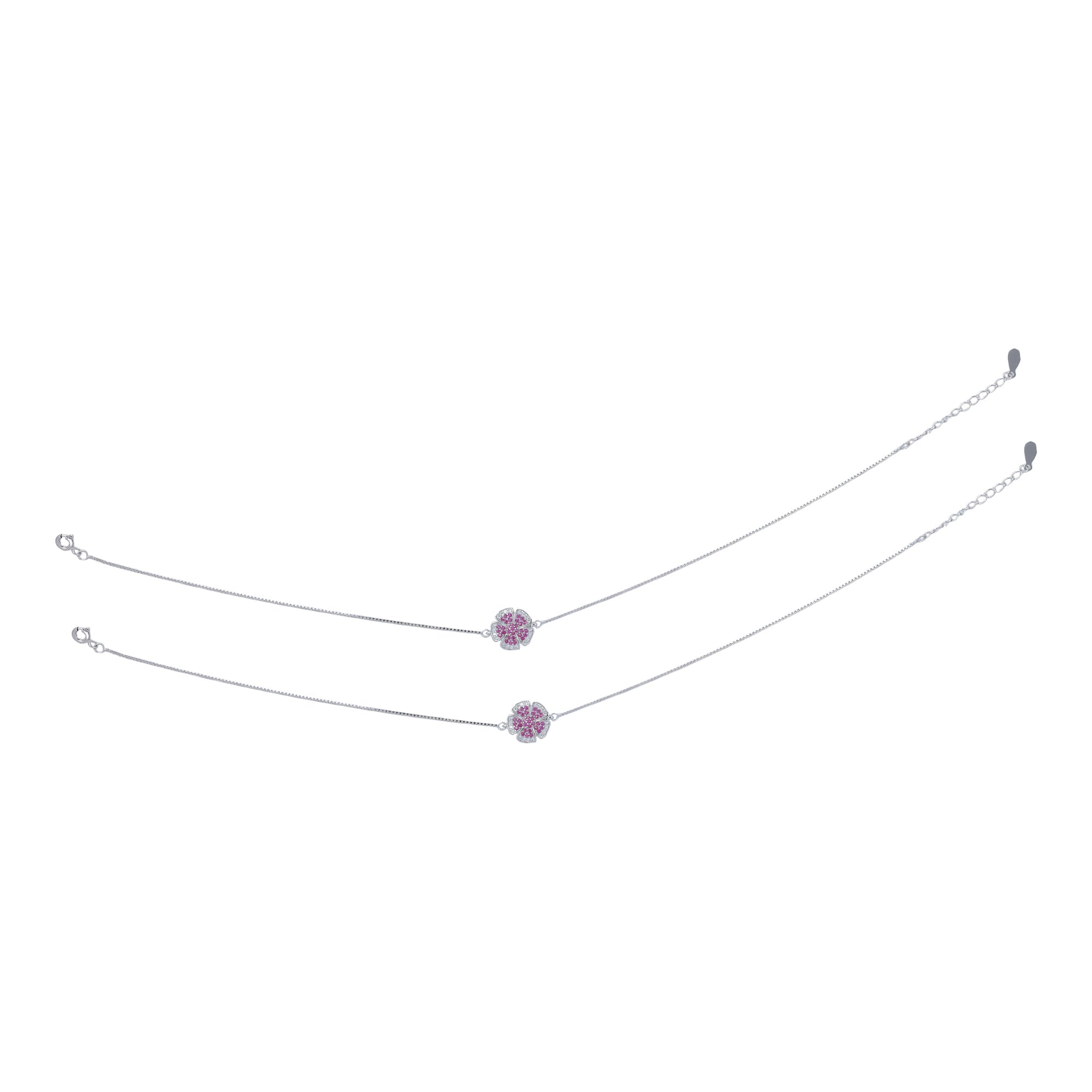 925 Sterling Silver Cherry Bloom Shine Anklet For Women