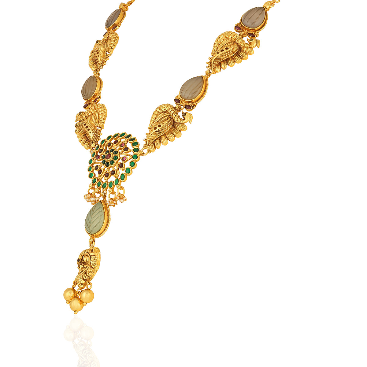 925 Sterling Silver Dazzle Tear Drop Moon Stone Peacock Tri Gold Drop Necklace for Women