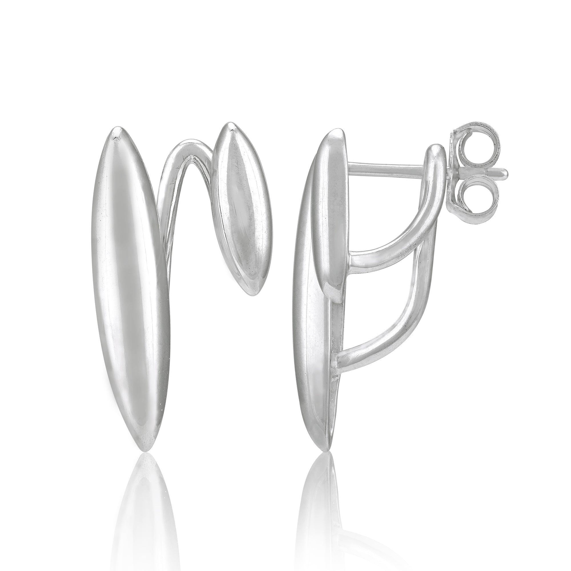 925 Sterling Silver Dual Marquise Shape Minimalist Earring for Women