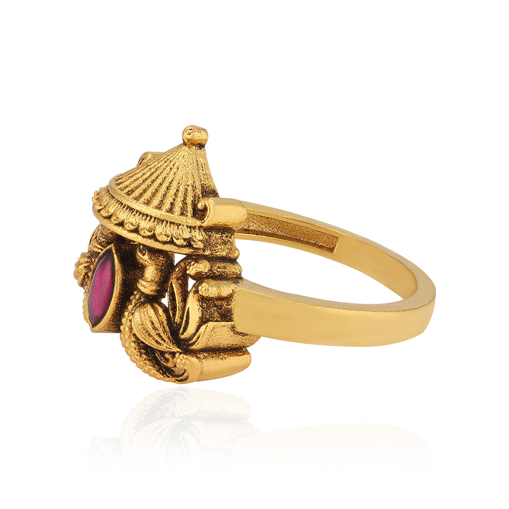 925 Sterling Silver Dual Swan With Umbrella Marquise cut Kemp Stone Centered Ring For Women