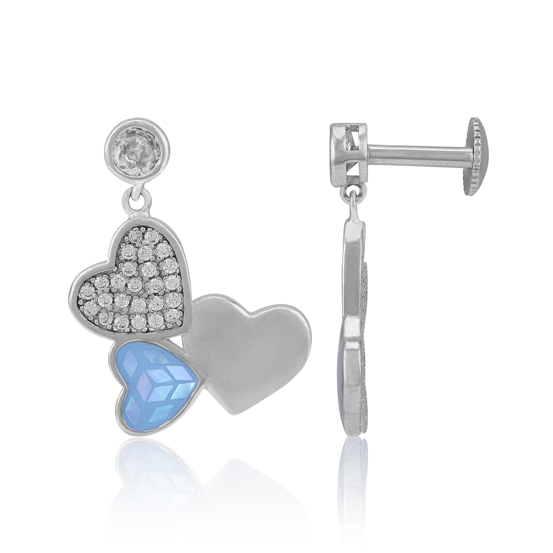 925 Sterling Silver Elegant Triple Heart Dangling Earring for Women