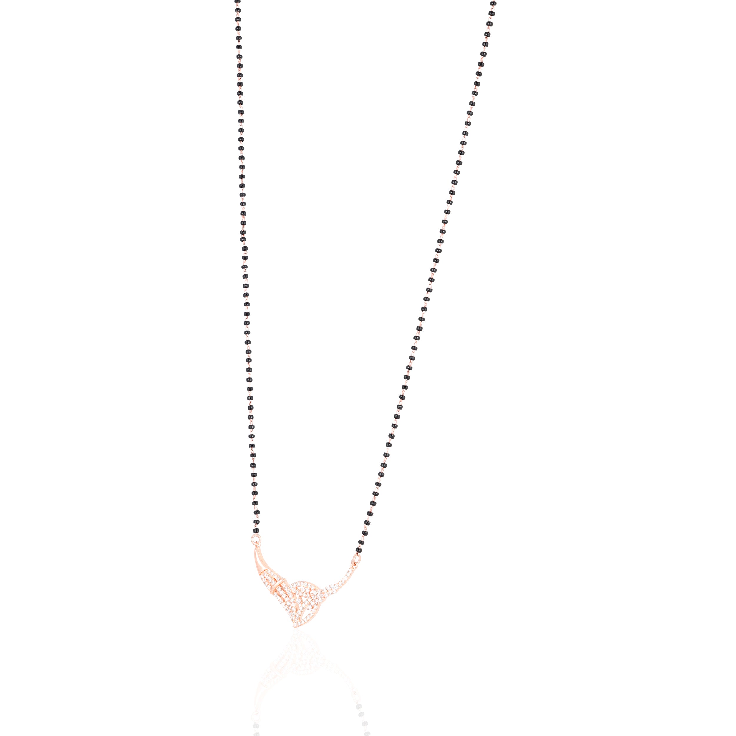 925 Sterling Silver Foliage Rose Gold Mangalsutra For Women