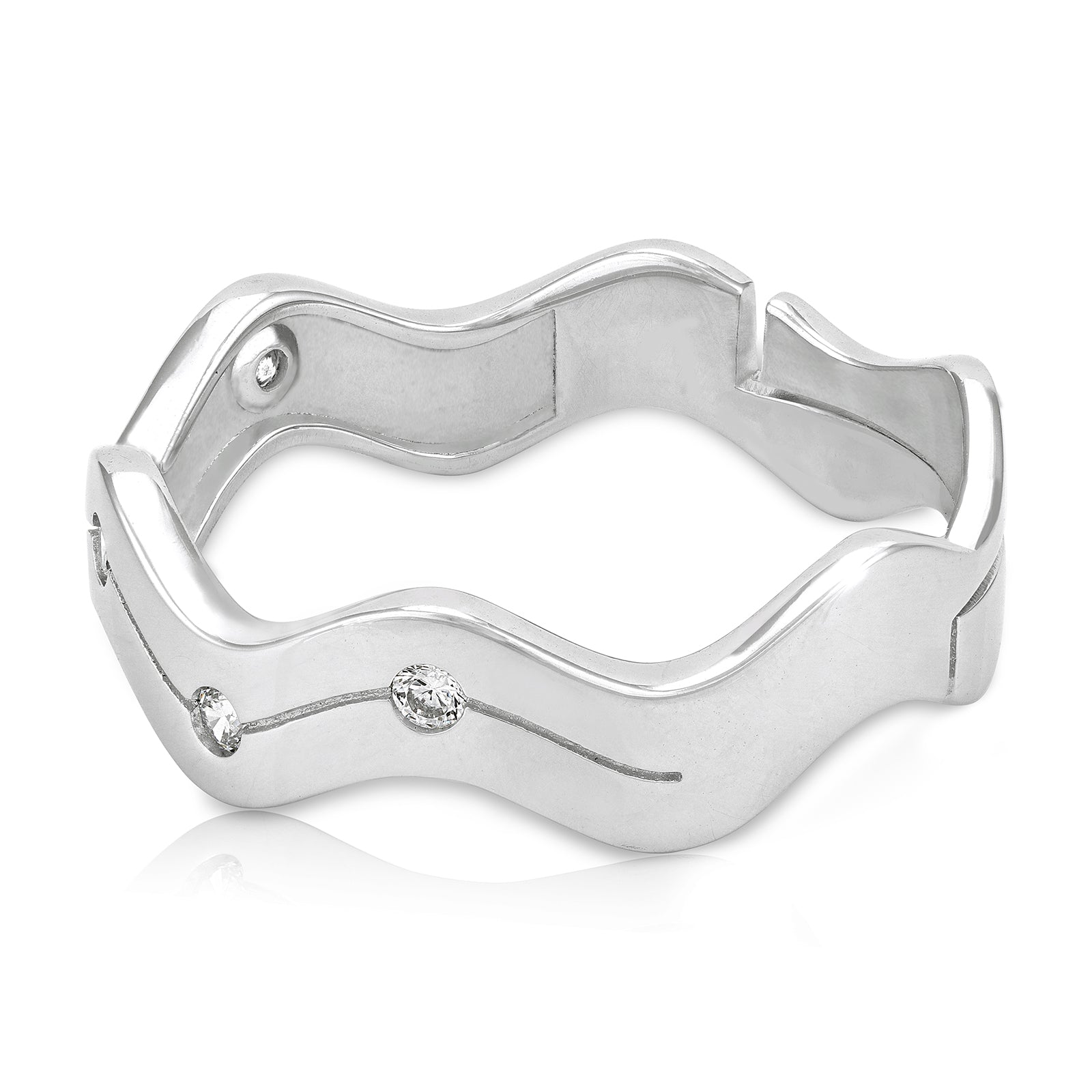 925 Sterling Silver Gentle Wave Pattern Band Ring for Men