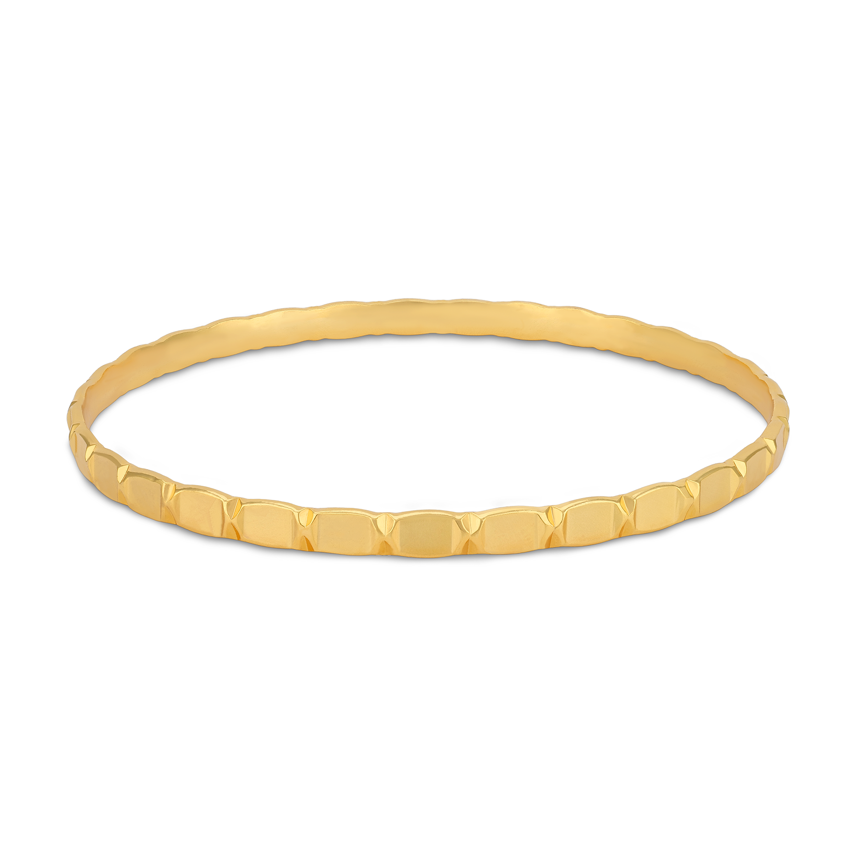 925 Sterling Silver Gold Plated Geometric Faceted Rectangular Link Bangle for Women