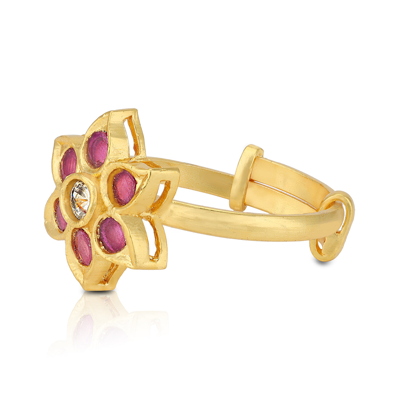 925 Sterling Silver Gold Plated Kemp Bracts CZ Centred Ring For Women