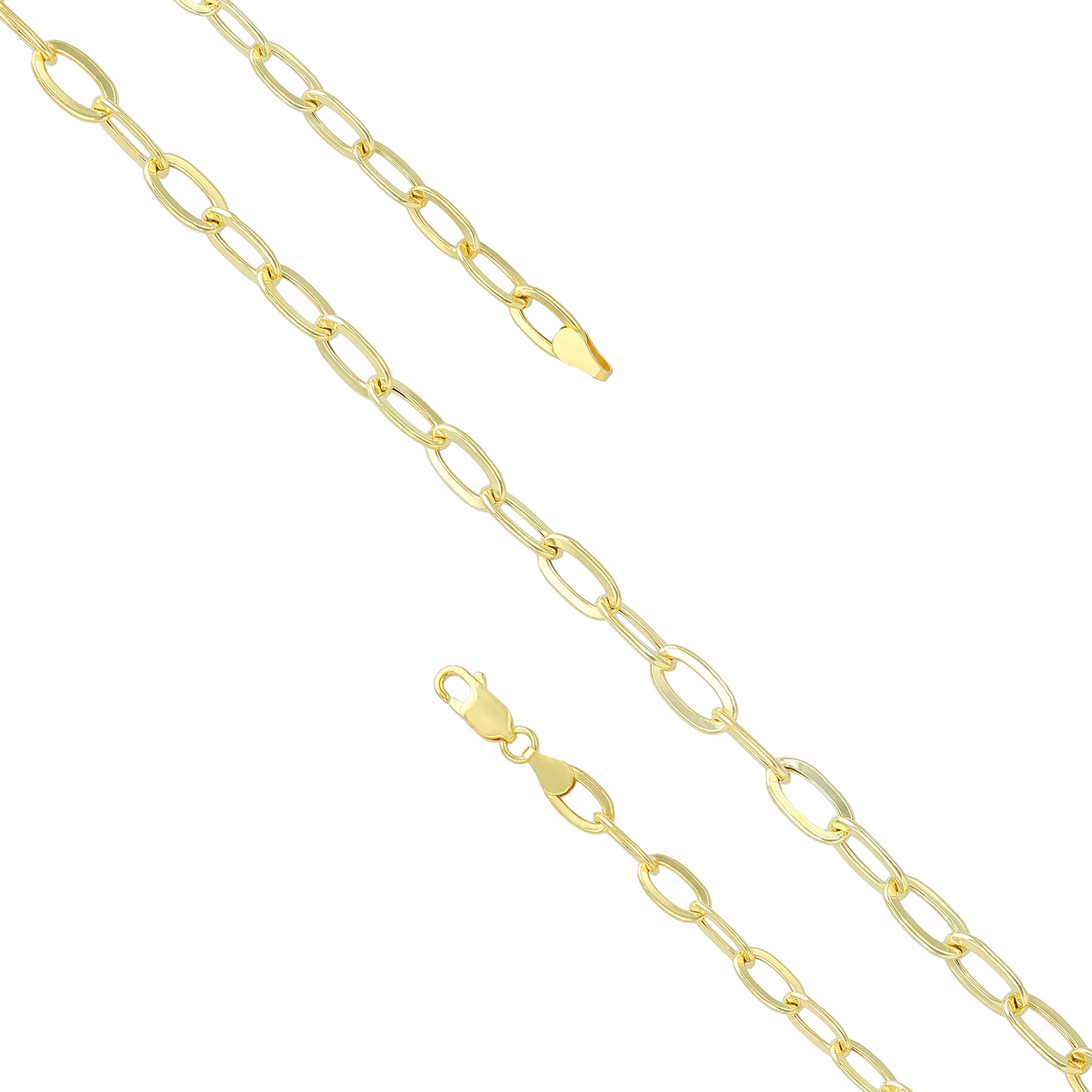 925 Sterling Silver Gold Plated Stride Oval Link Bracelet for Men