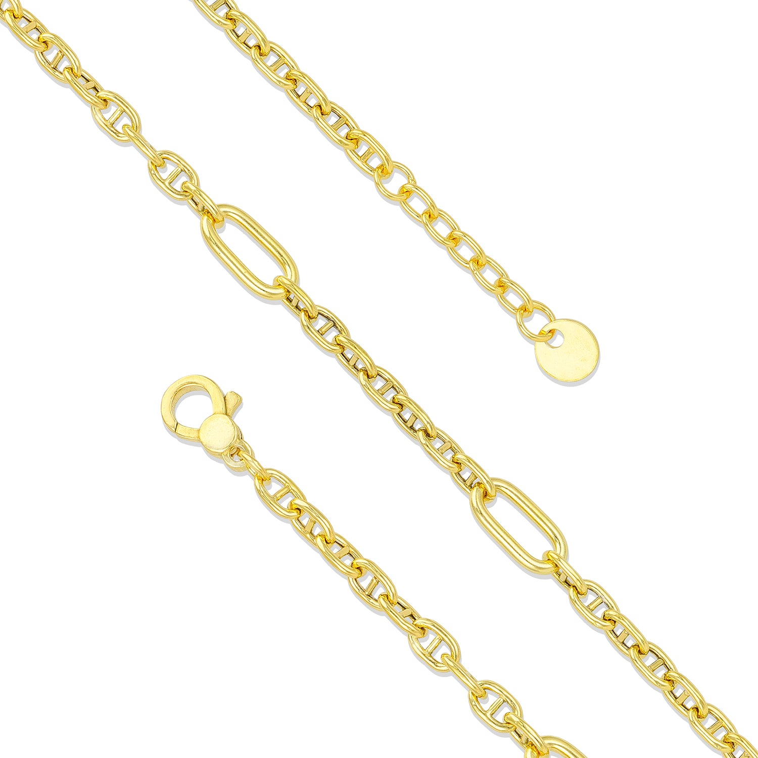 925 Sterling Silver Gold Plated Titan Fusion Link Bracelet for Men