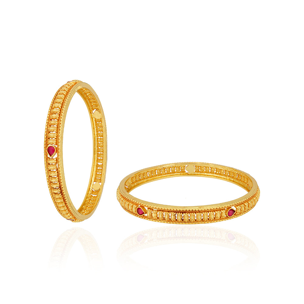 925 Sterling Silver Gold Plated Traditional Temple Embossed Deity Figures Teardrop Bangles for Women