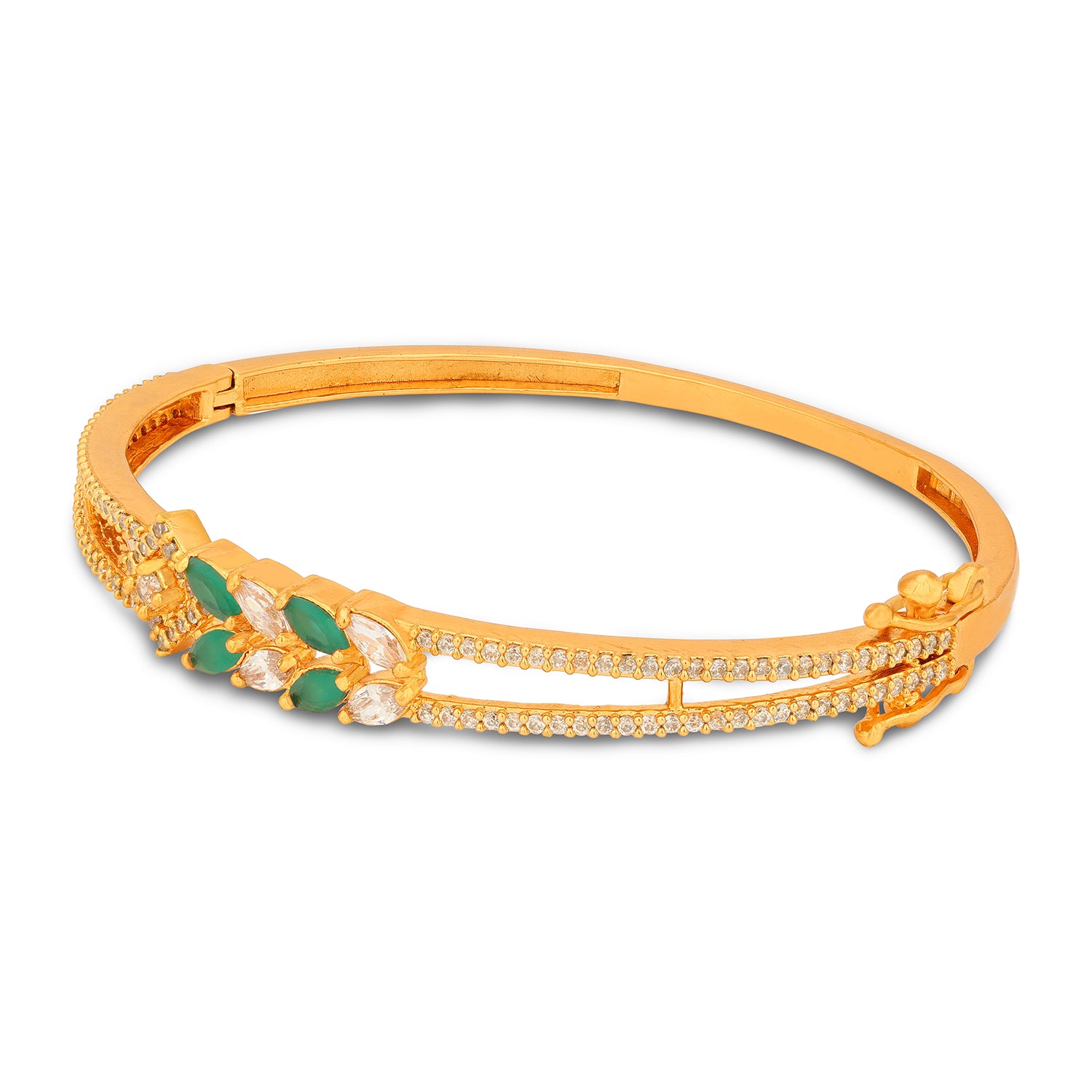 925 Sterling Silver Golden White Green Marquise kada For Women