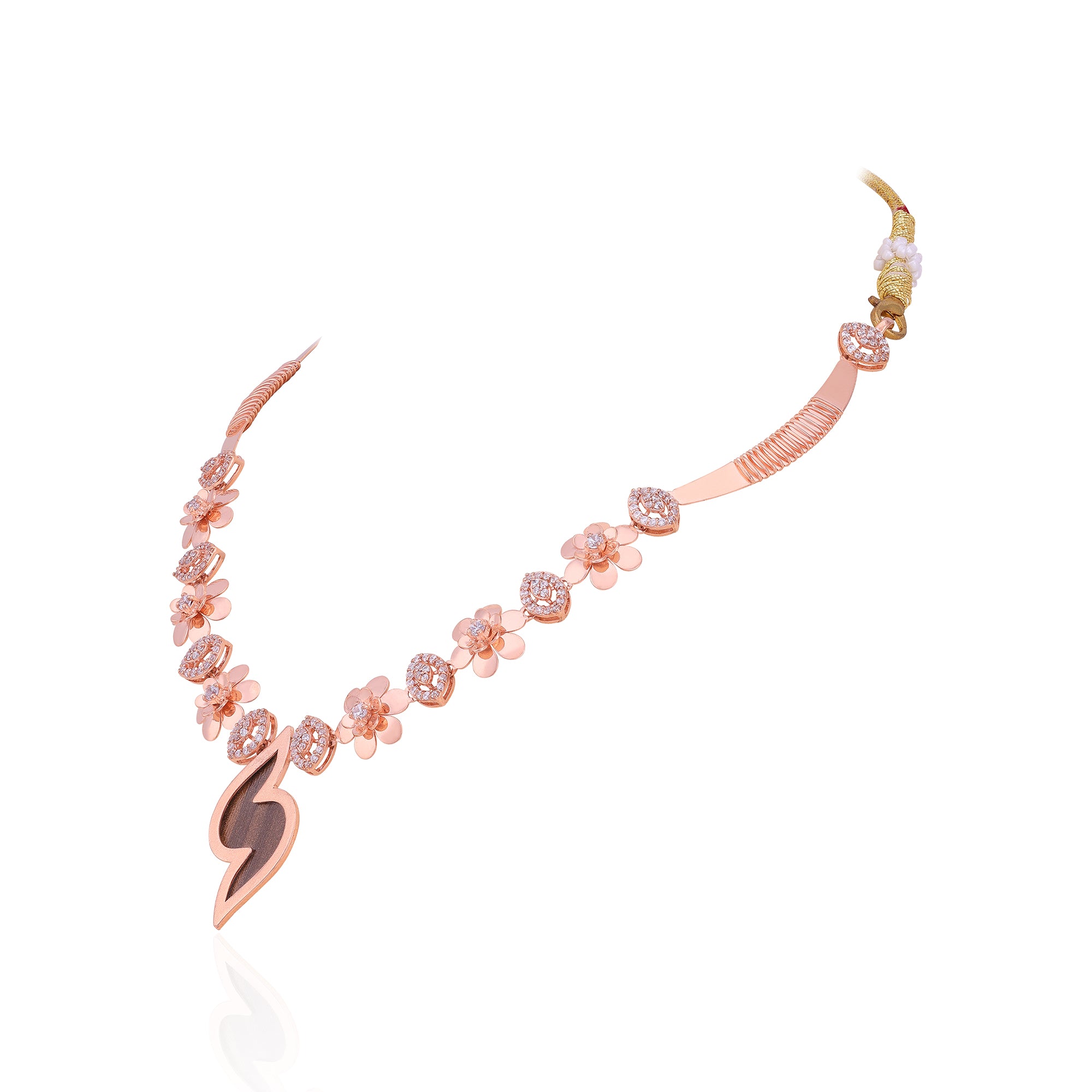 925 Sterling Silver Inlaid Blossom Grace Necklace For Women