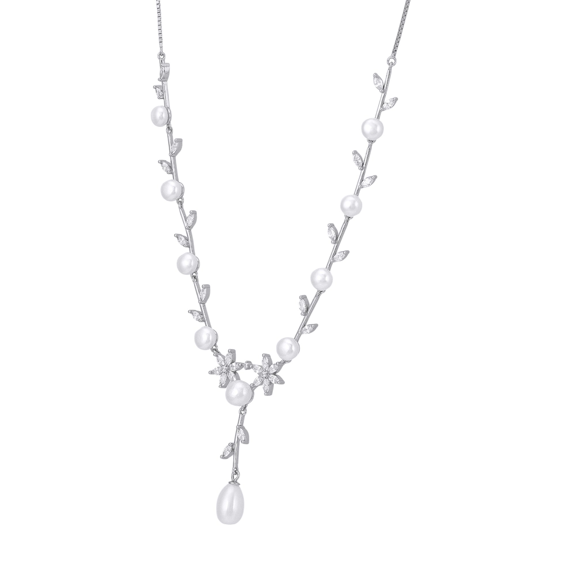 925 Sterling Silver Ivory Pearl Garland Minimalist Drop Necklace for Women