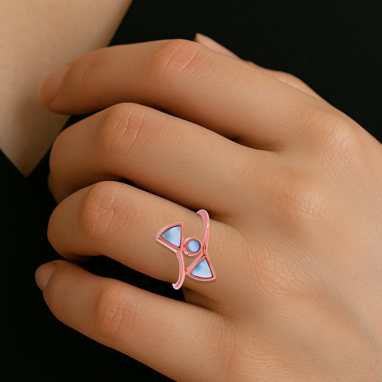 925 Sterling Silver Larimar Pulse Ring For Women