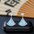 925 Sterling Silver Larimar Triangle Pave Statement Earrings for Women