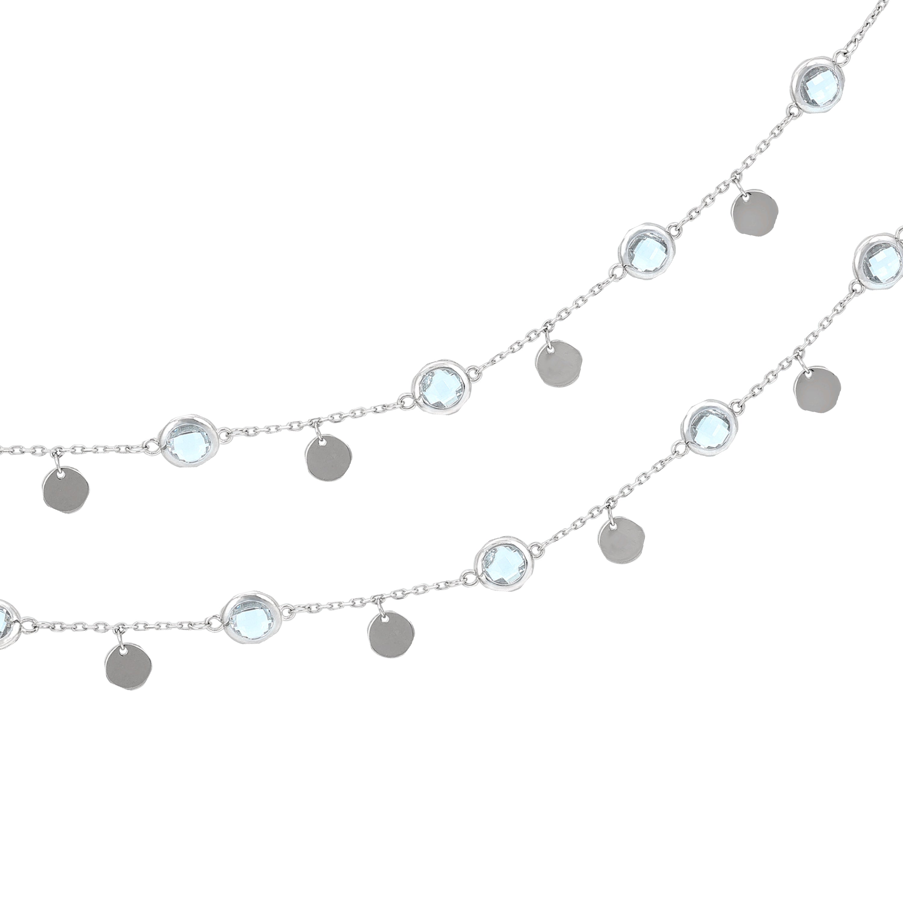 925 Sterling Silver Minimalist Circle Frame with Disc Charms Chain Bracelet for Women