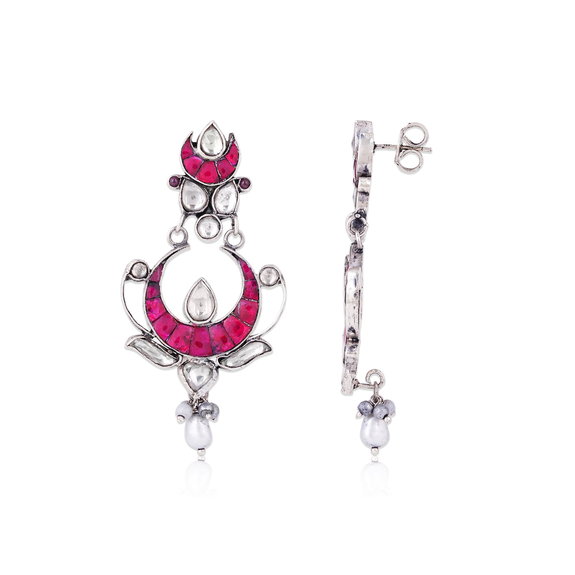 925 Sterling Silver Pearl Layered Earrings for Women