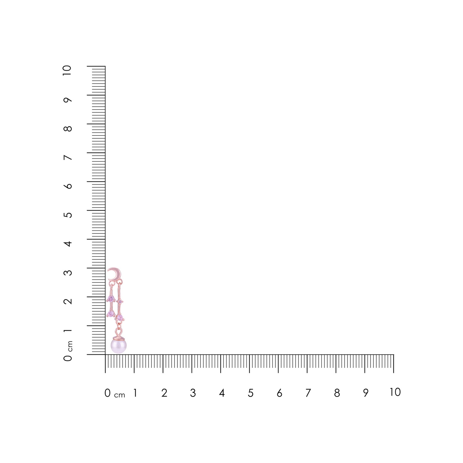 Pink necklace with a chain on a ruler for scale