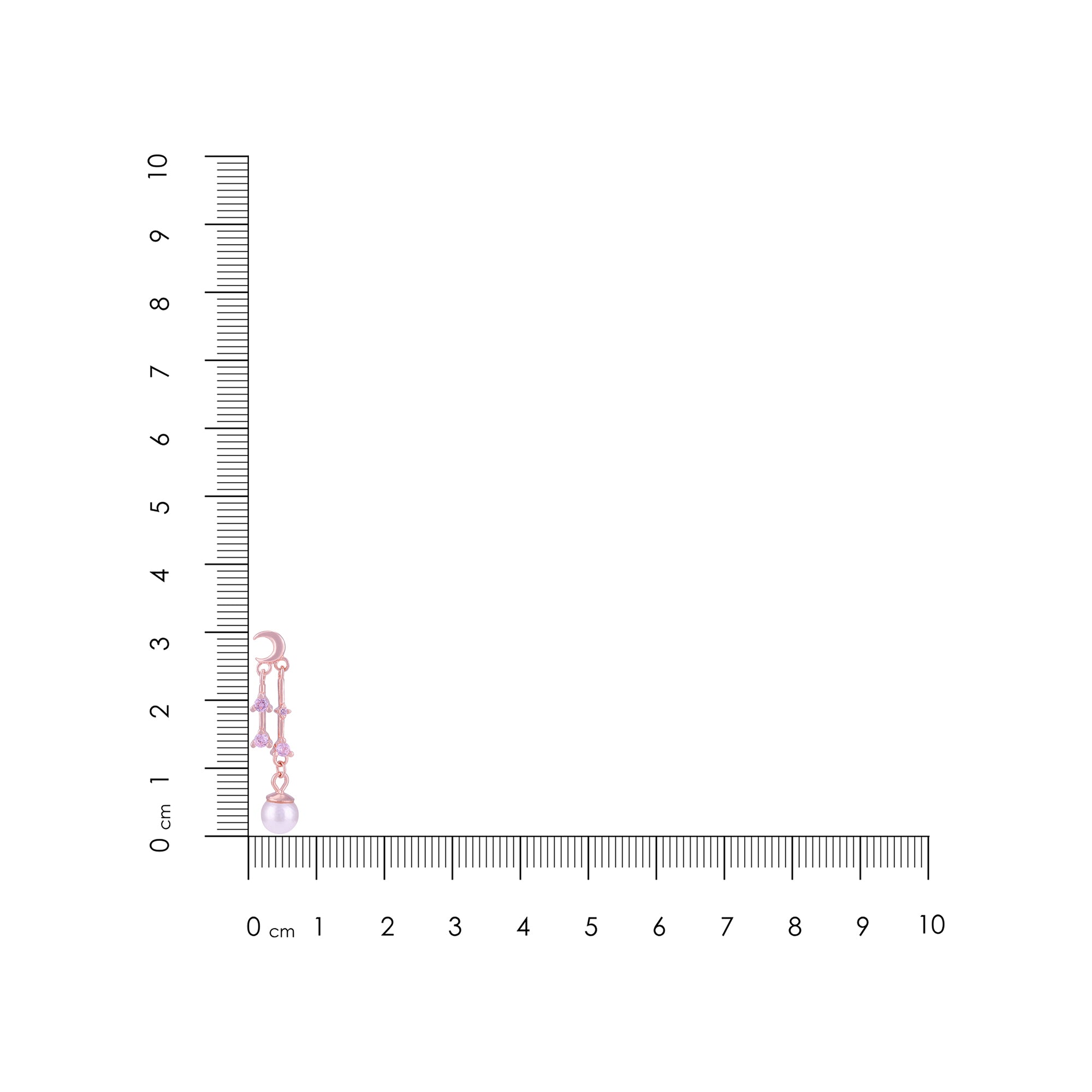 Pink necklace with a chain on a ruler for scale