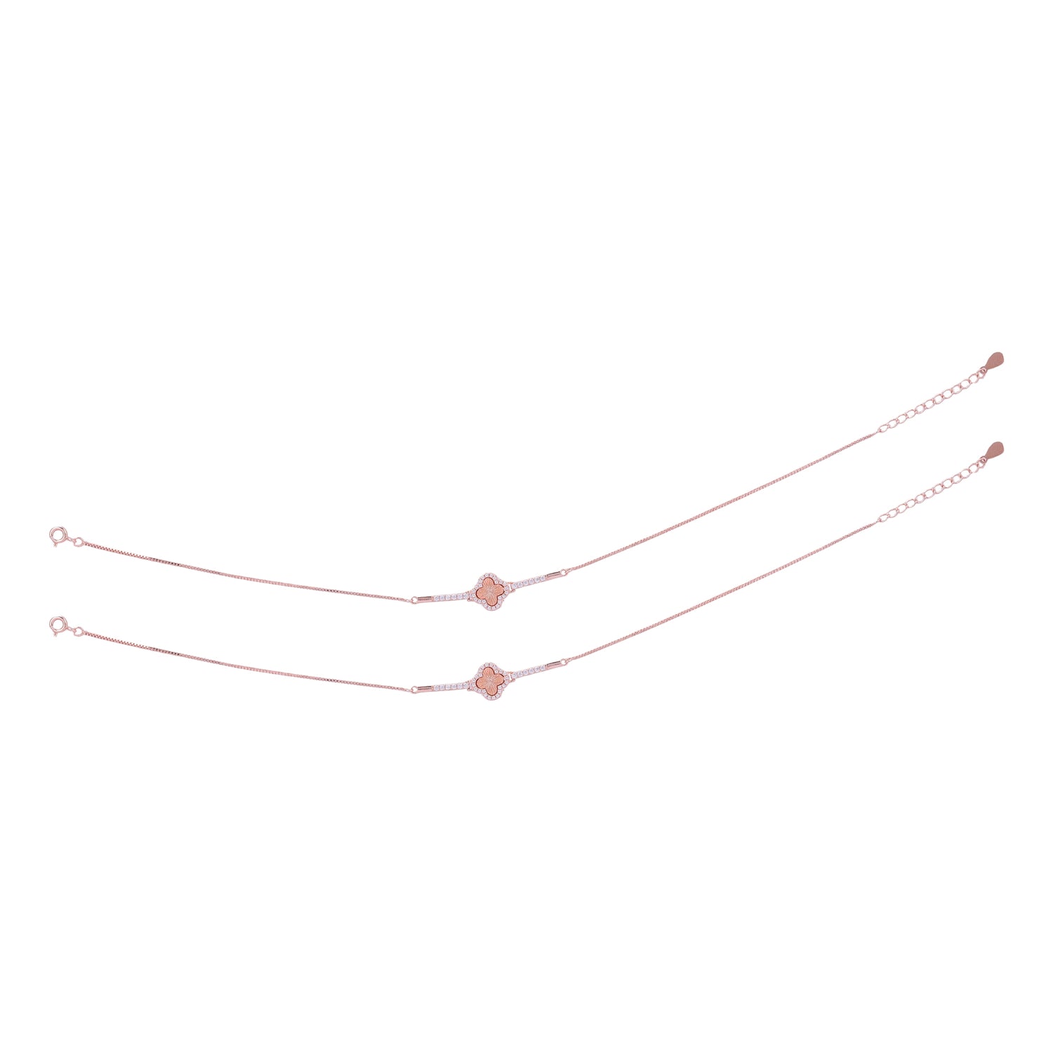 925 Sterling Silver Rose Gold Aurora Fleur Anklets For Women