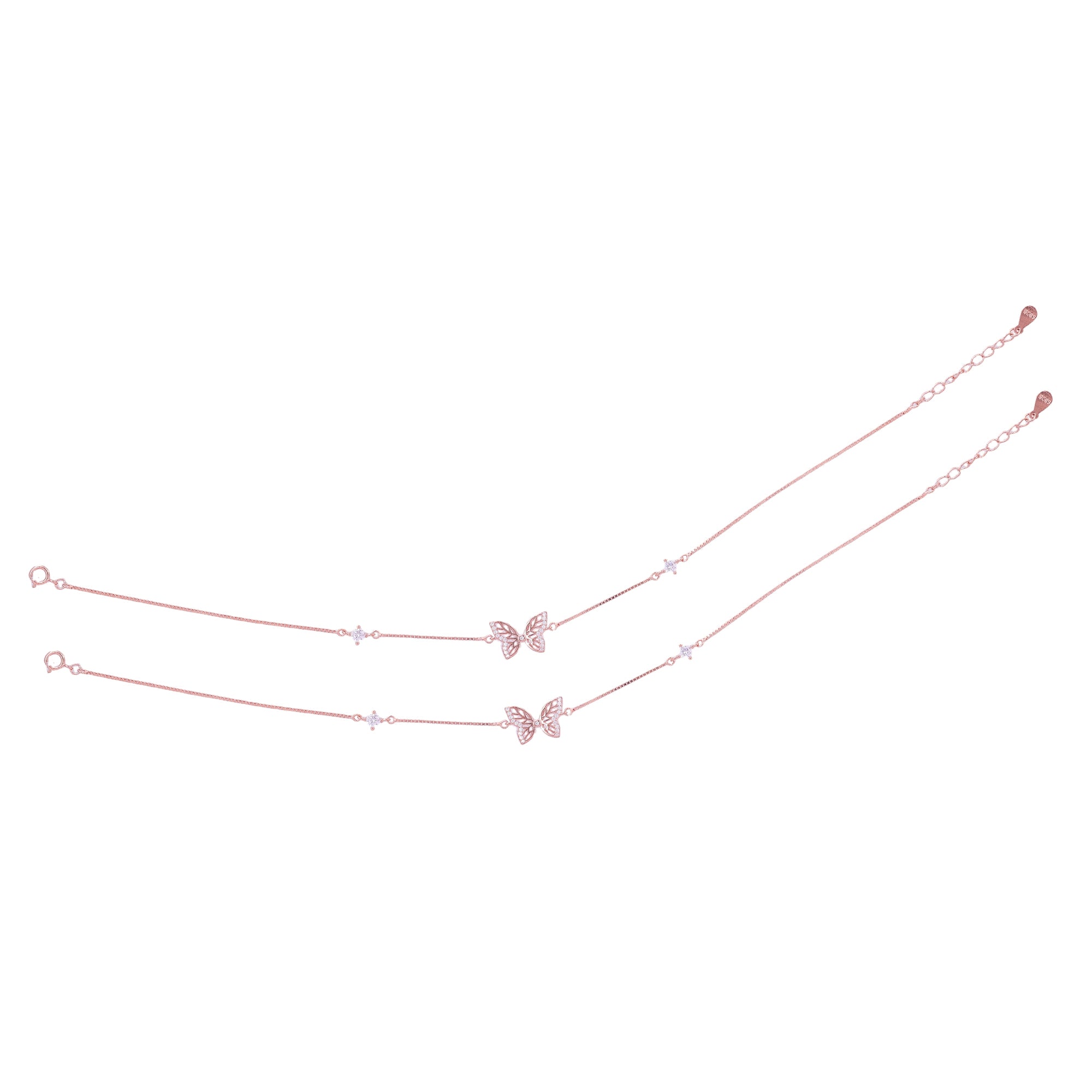 925 Sterling Silver Rose Gold Enchanted Flier Anklets For Women