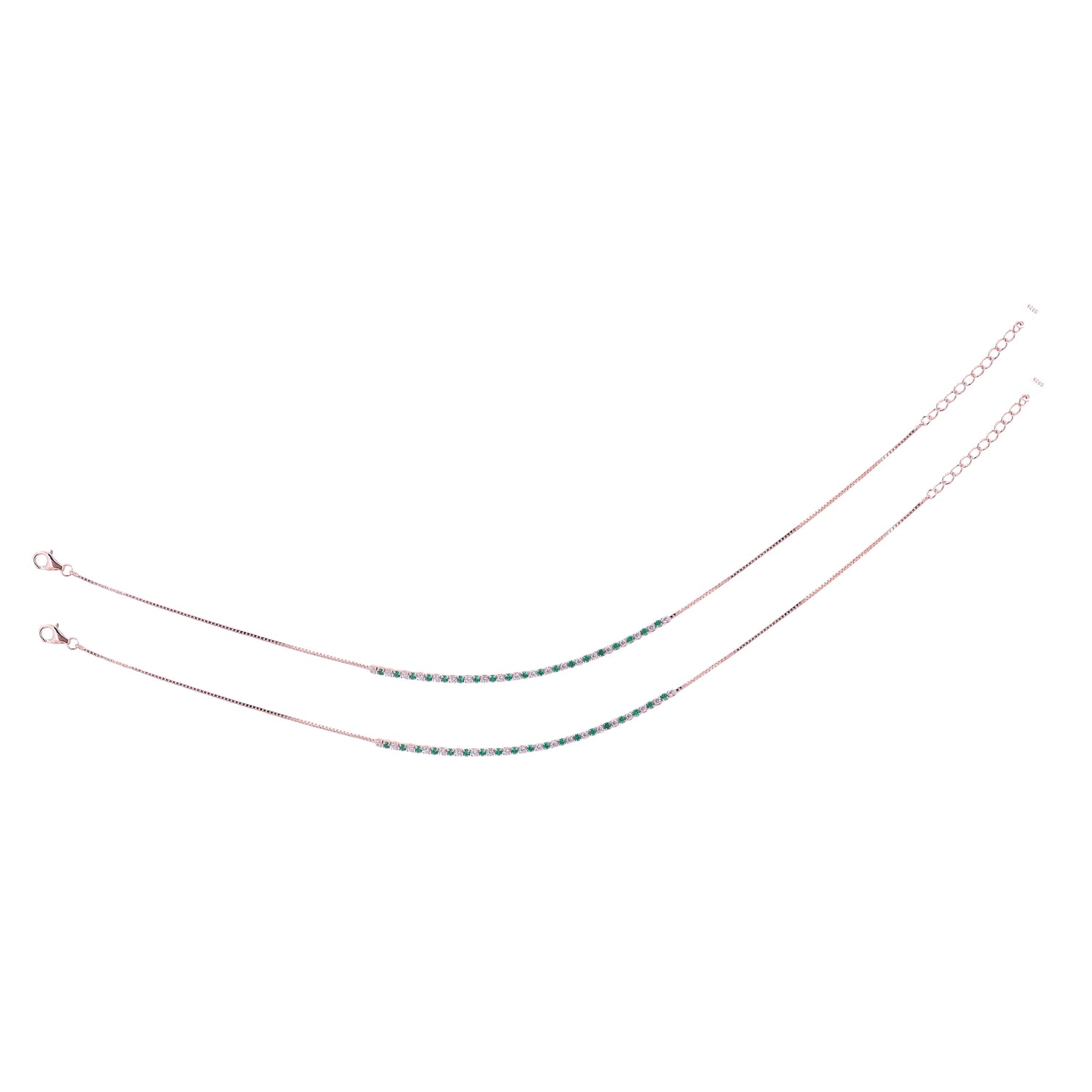 925 Sterling Silver Rose Gold Meadow Whisper Anklets For Women