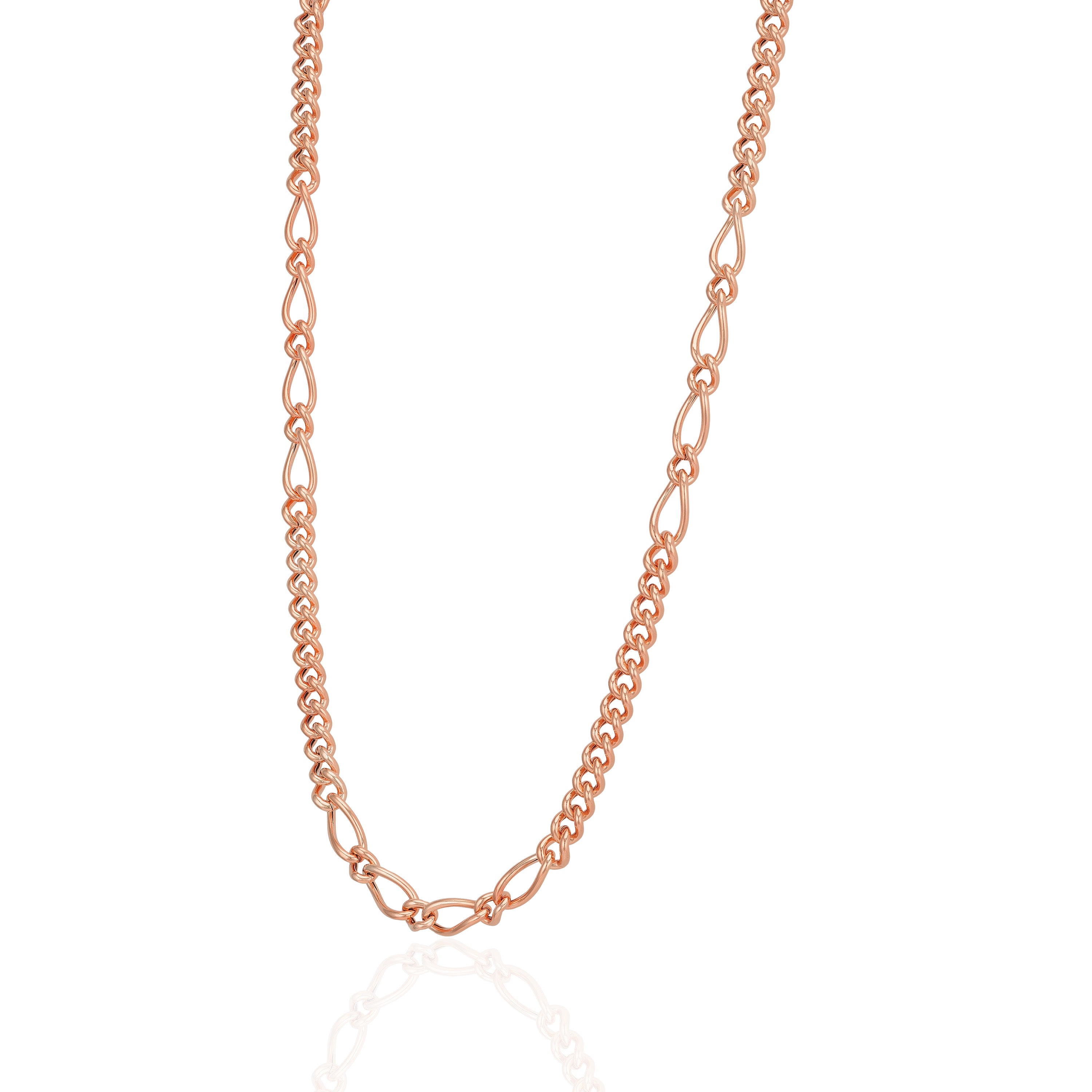 925 Sterling Silver Rose Gold Plated Twist Link Chain for Men