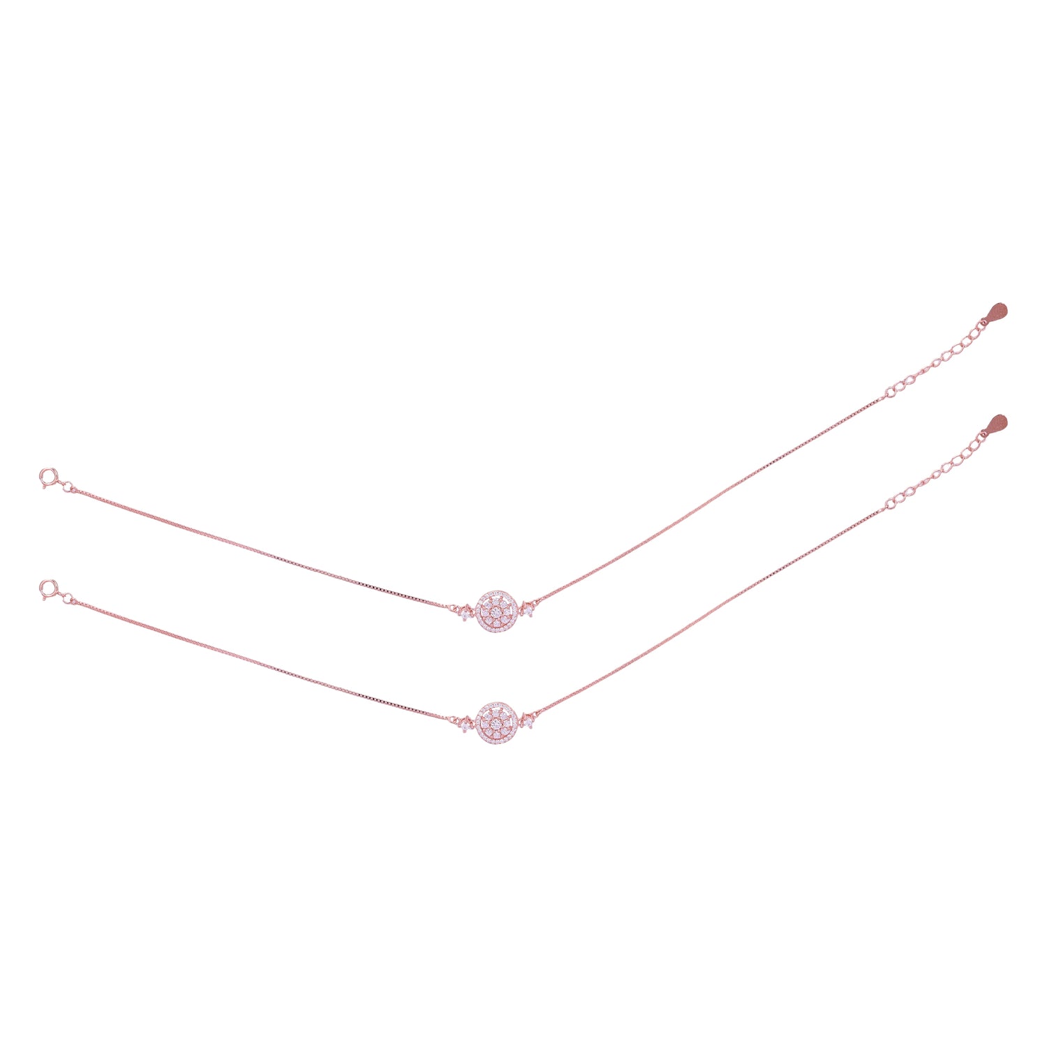 925 Sterling Silver Rose Gold Starburst Grace Anklets For Women