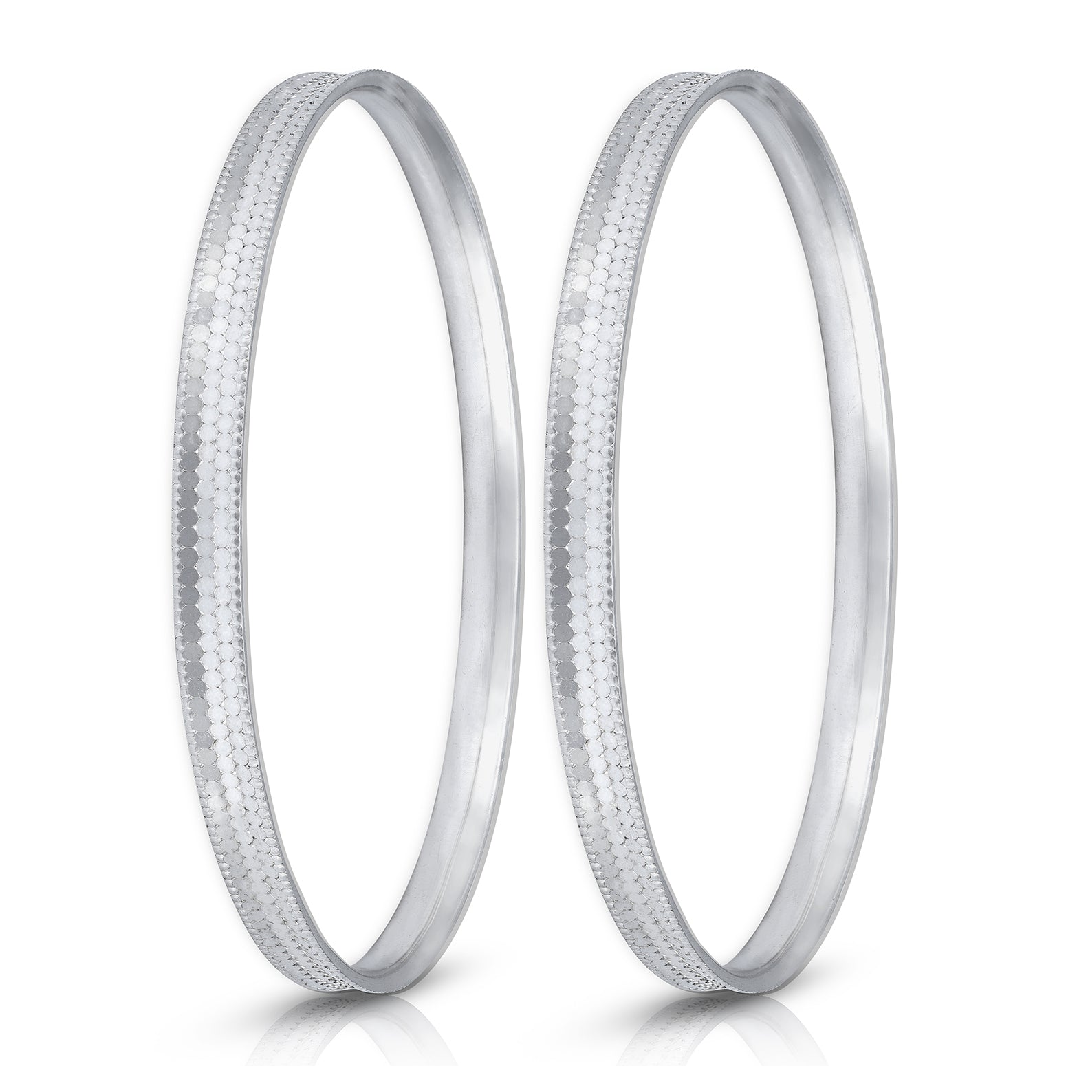 925 Sterling Silver Sleek Textured Edge Minimalist Bangle for Women