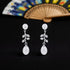 925 Sterling Silver Twin Pearl Drop Leaf Branch Accents Earrings for Women