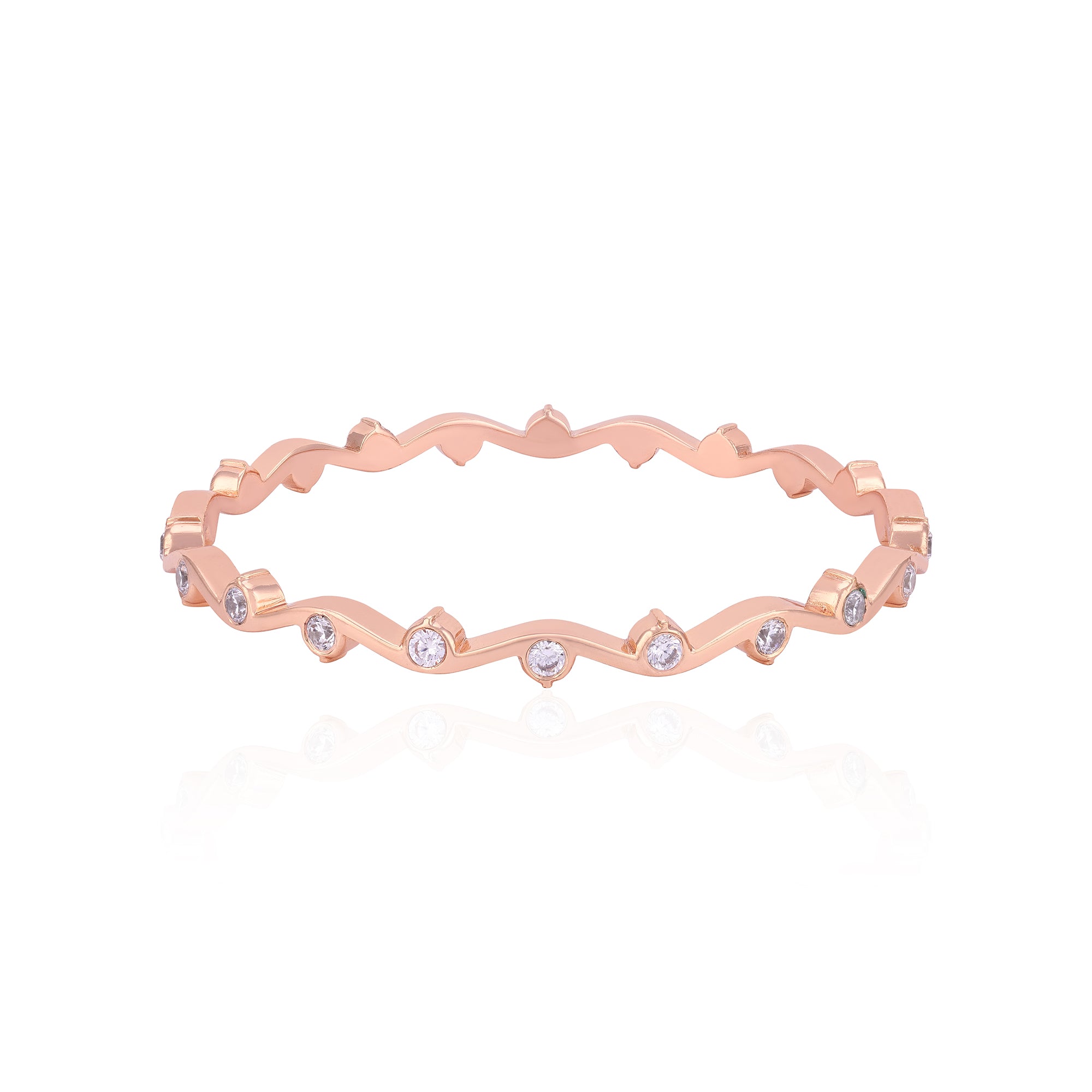 925 Sterling Silver Whispering Wave Bezel Eternity Bangle For Women