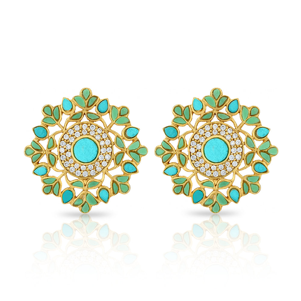 925 Sterling Silver sapphire Multi Floral Earrings for Women