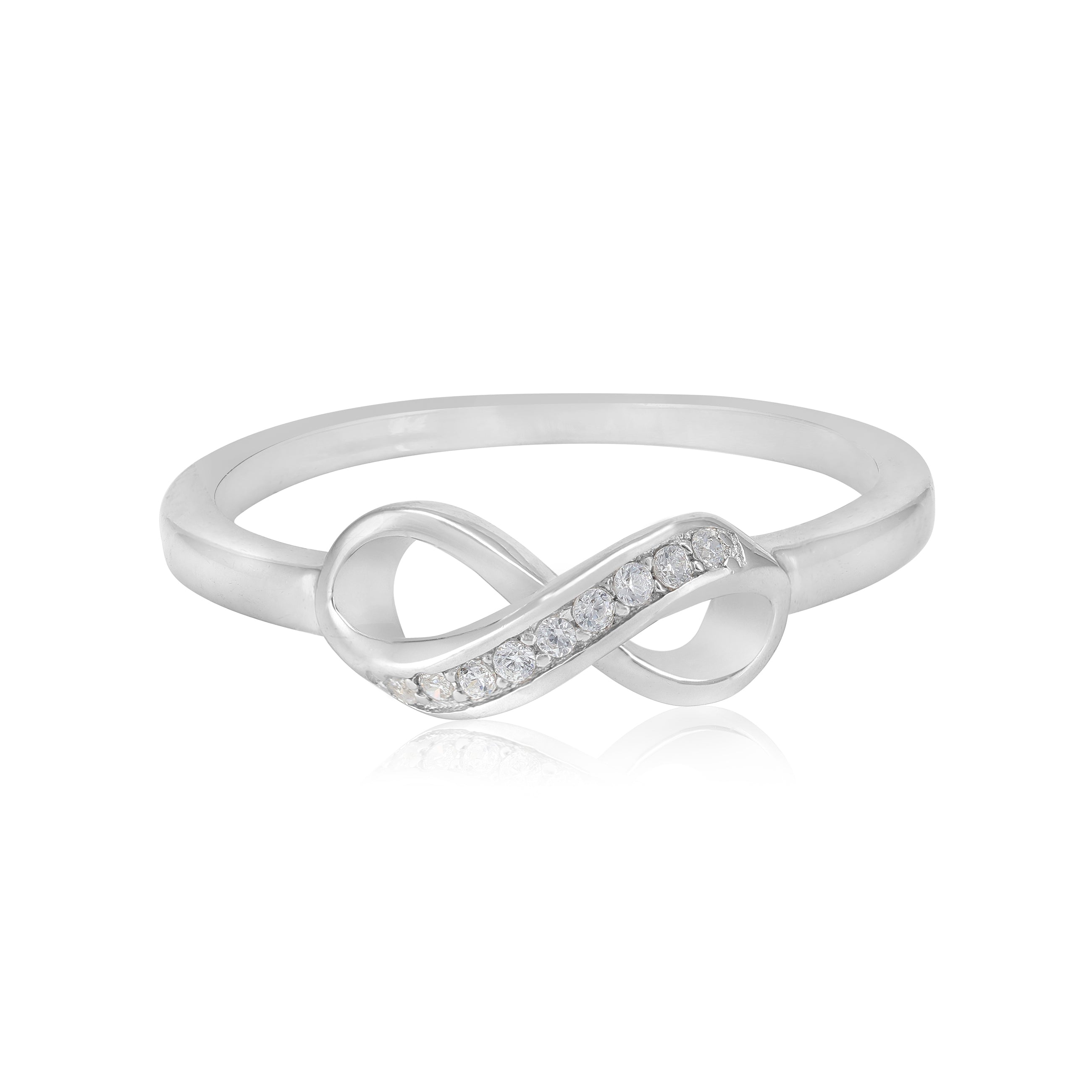 925 Accent Stone Rhodium Plated Infinity Bond Ring