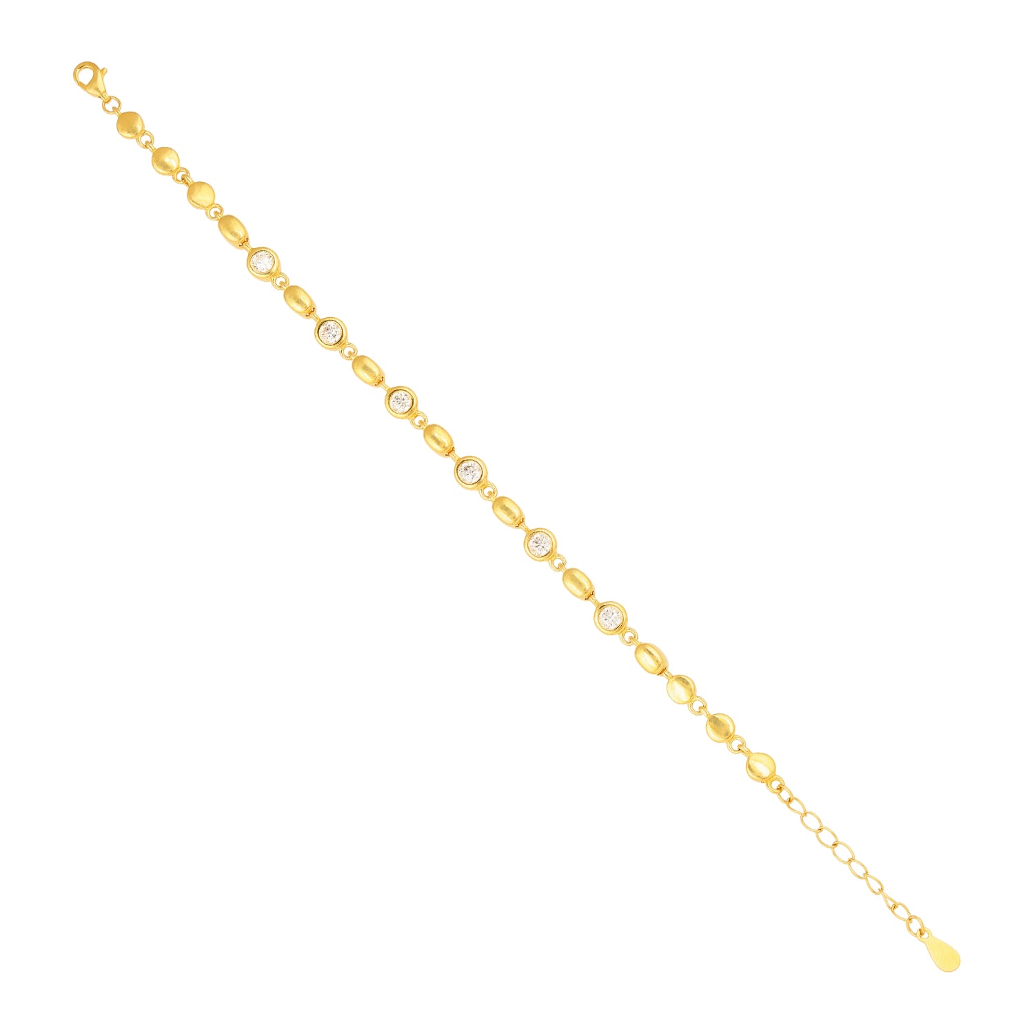 Bezel Station Gold Finish Silver Bracelet