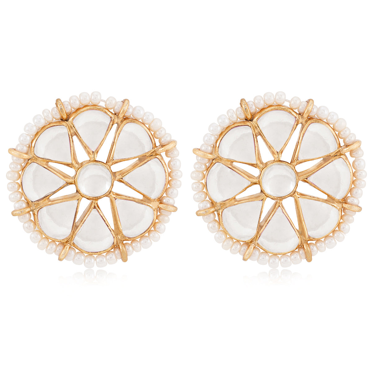 925 Bloom Mother Of Pearl Gold Plated Stud