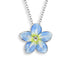 925 Blue Flax Flower Rhodium Plated Silver Chain Pendants