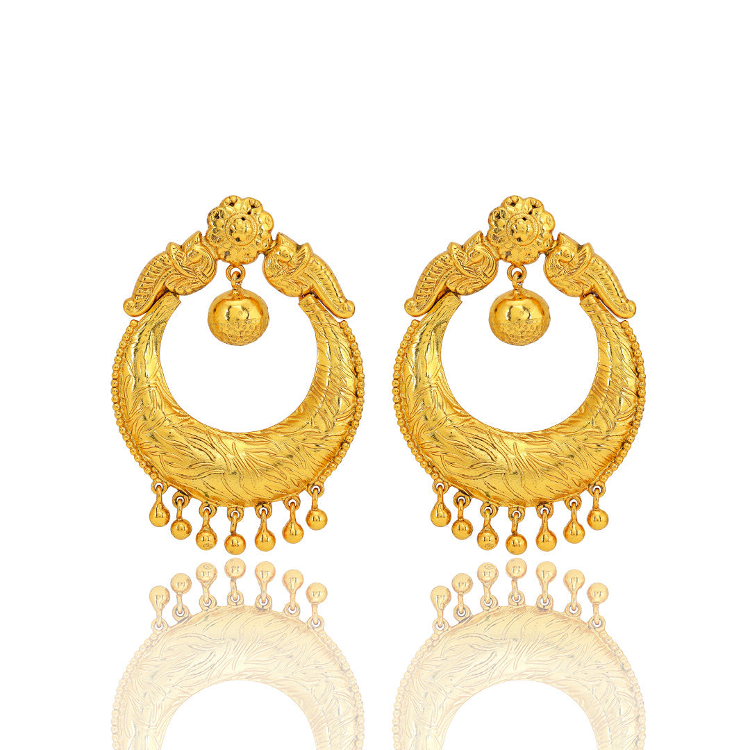 925 Chandbali Gold Drop Sterling Silver Earring