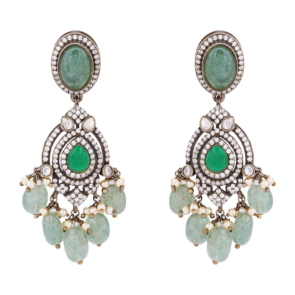 925 Chandelier Polki Verdant Earring