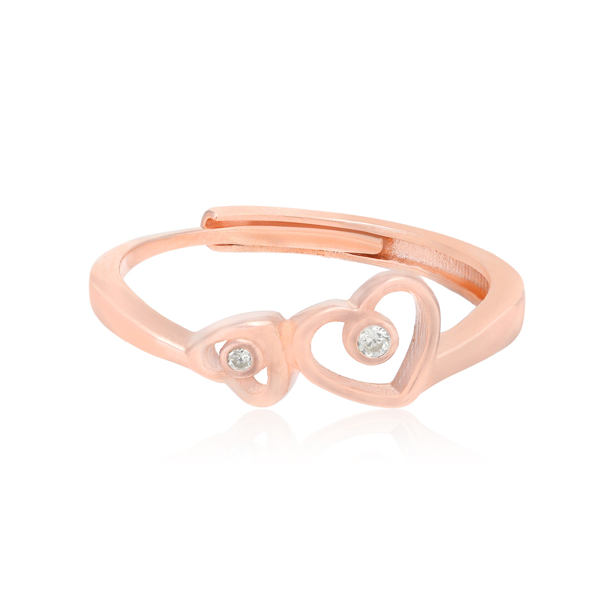 925 Contrast Paired Heart Rose Gold Plated Yellow Stone Rings