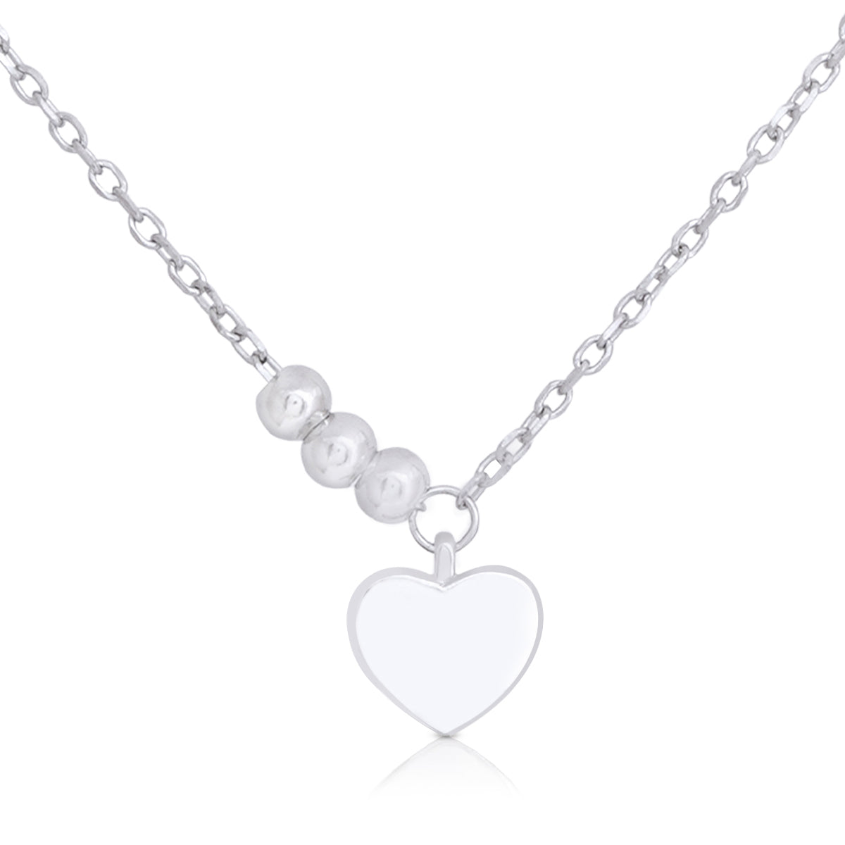 925 Cosmic Love Rhodium Heart Drop Chain Pendants