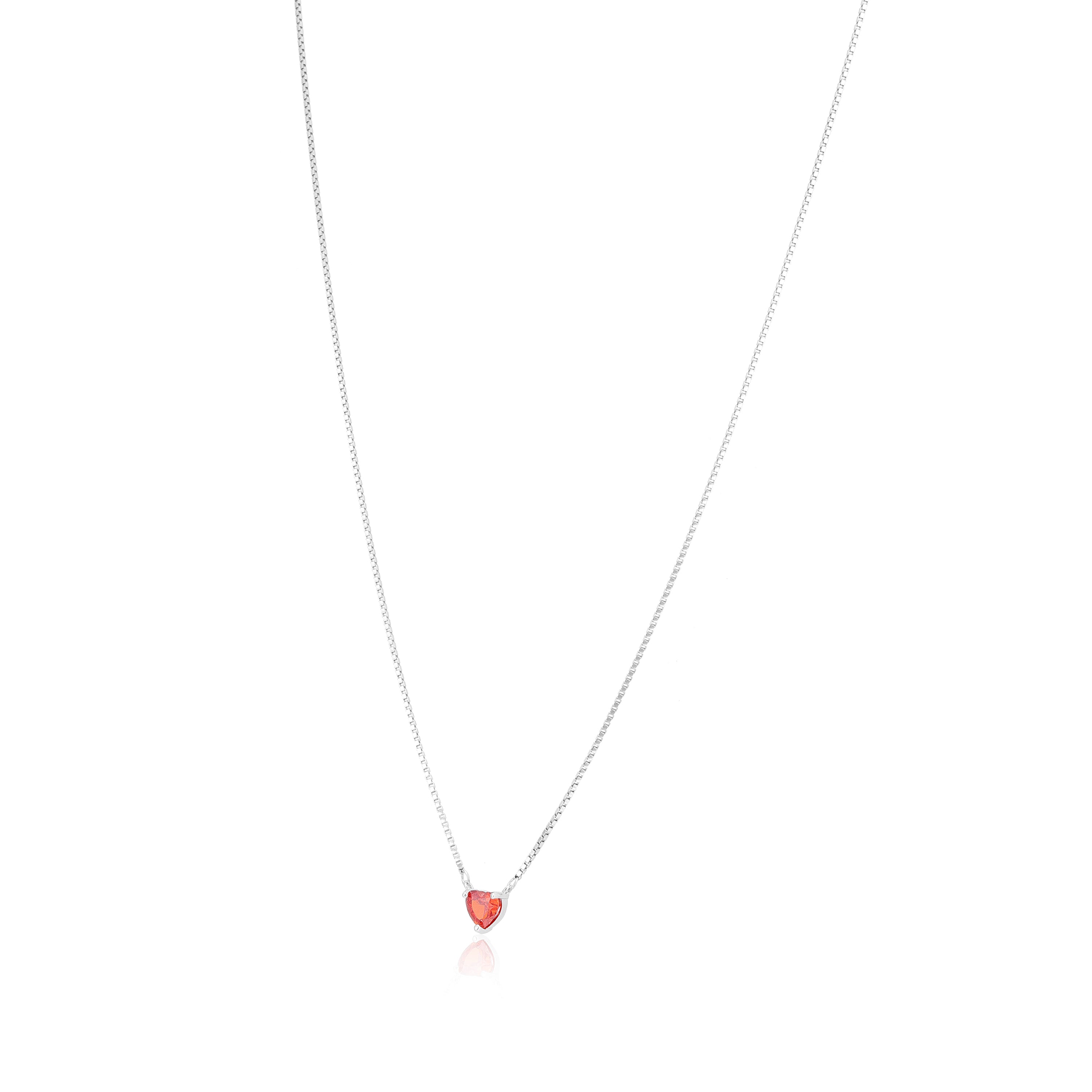 Crimson Radiance Red Heart Rhodium Plated Chain Pendant