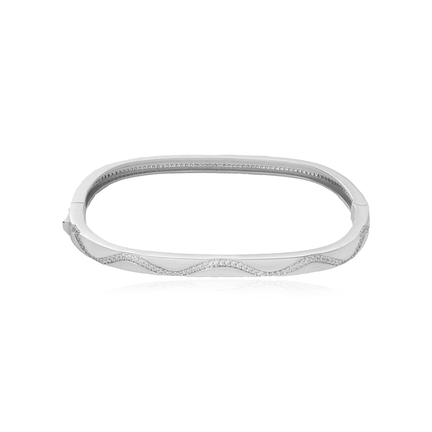 925 Crystal Flux Rhodium Plated Wavy Kada