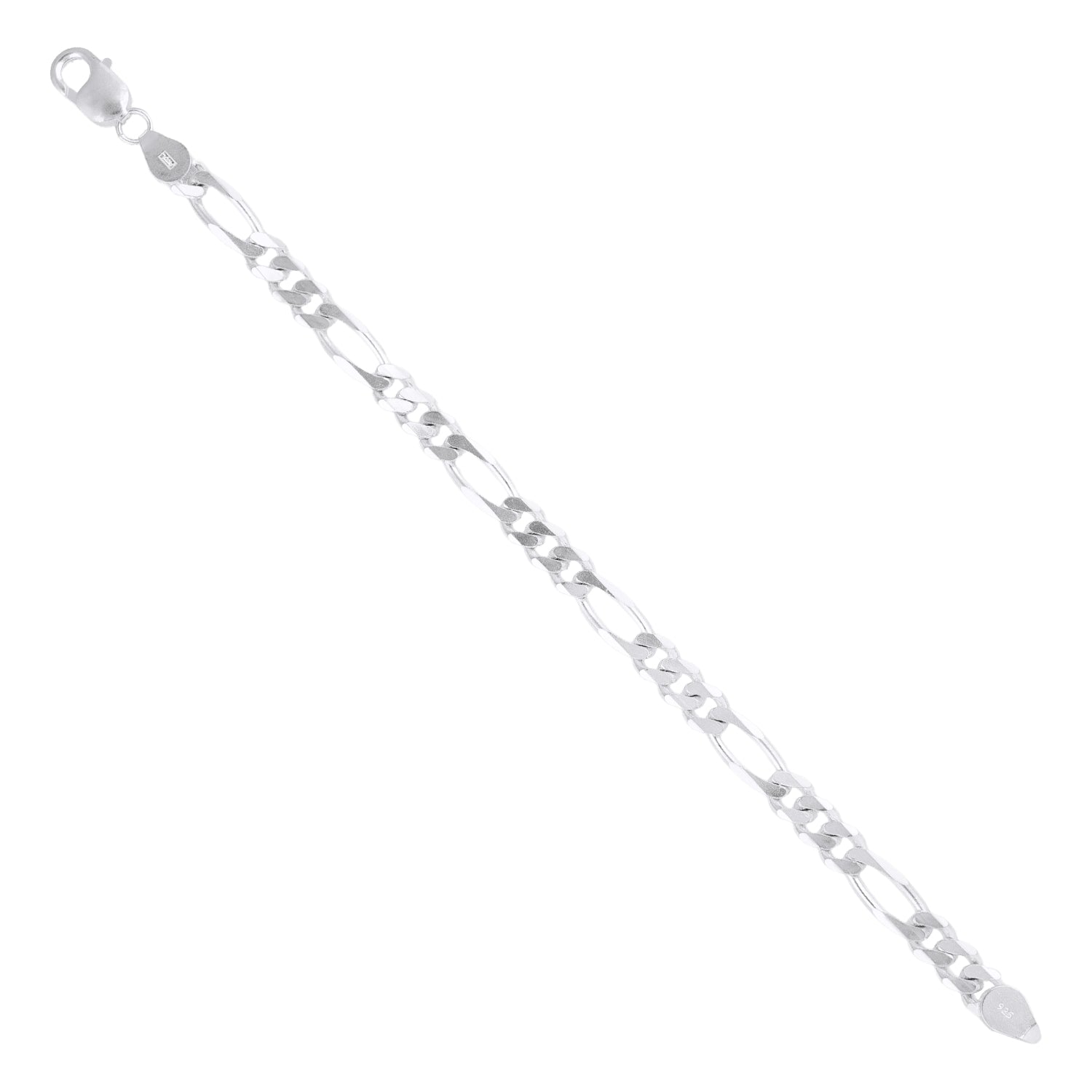 Elongated Curb Silver Chain Bracelet