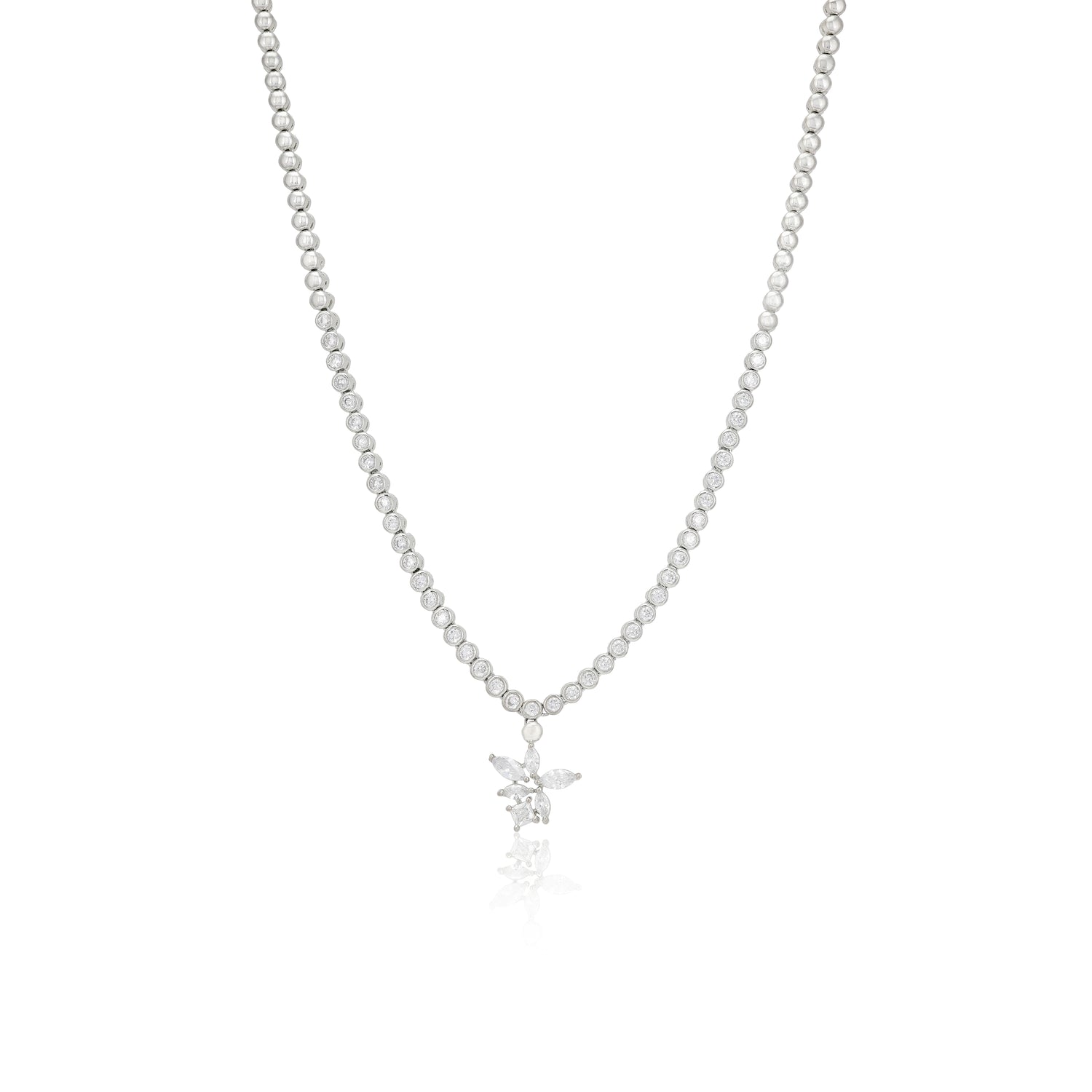 925 Eternal Grace Rhodium Plated Floral Pendant Necklace
