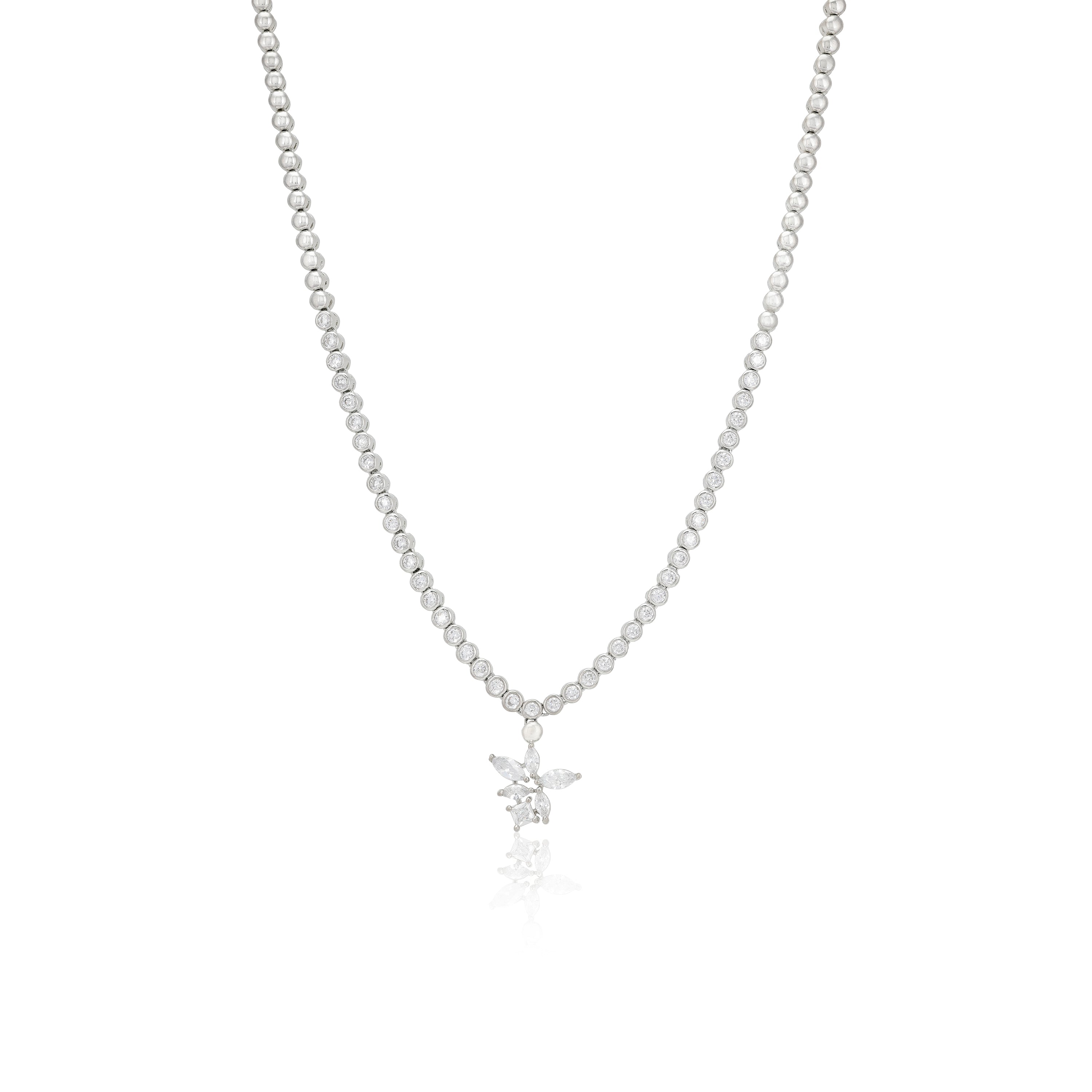 925 Eternal Grace Rhodium Plated Floral Pendant Necklace